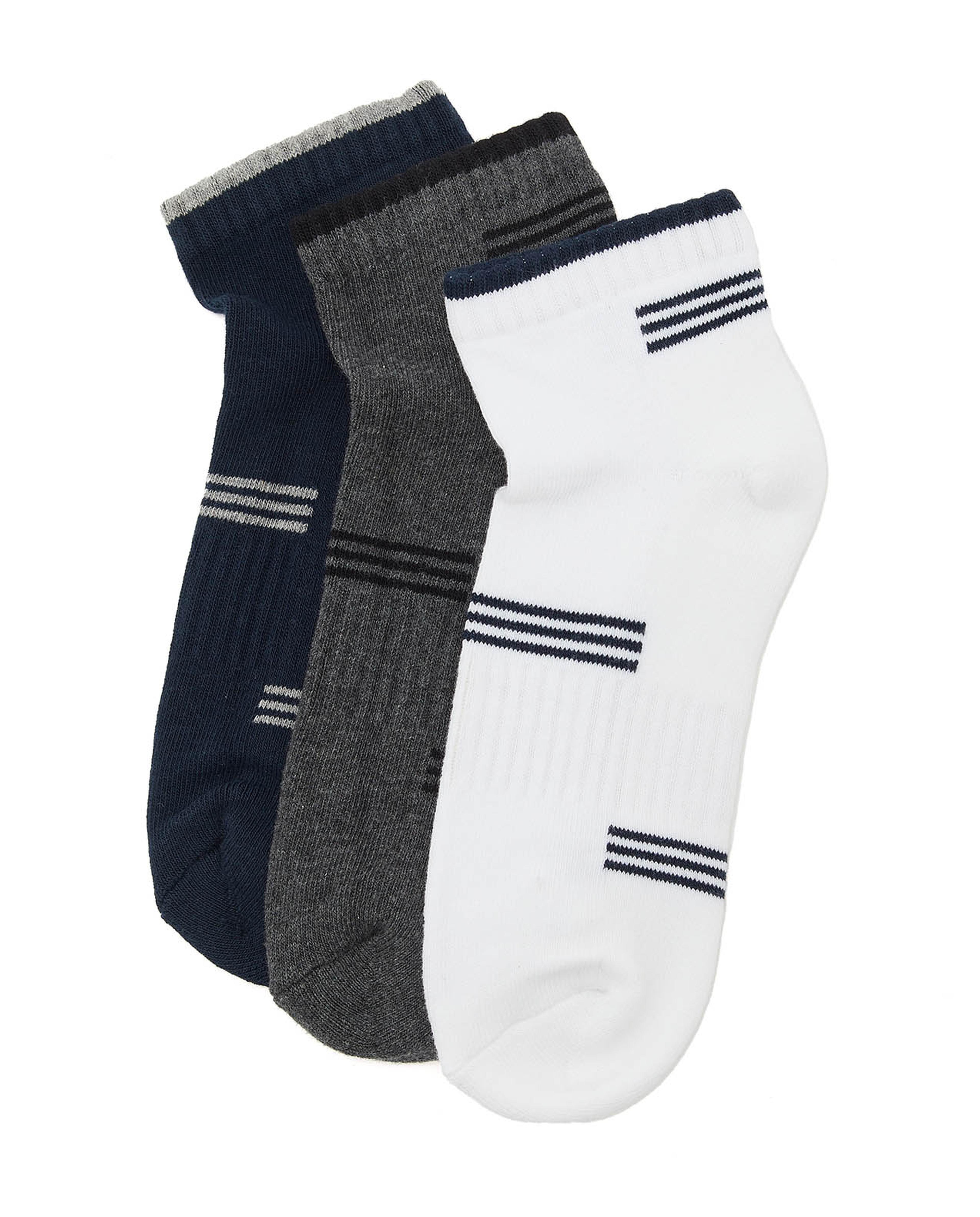 3 Pack Stripe Detail Ankle Socks