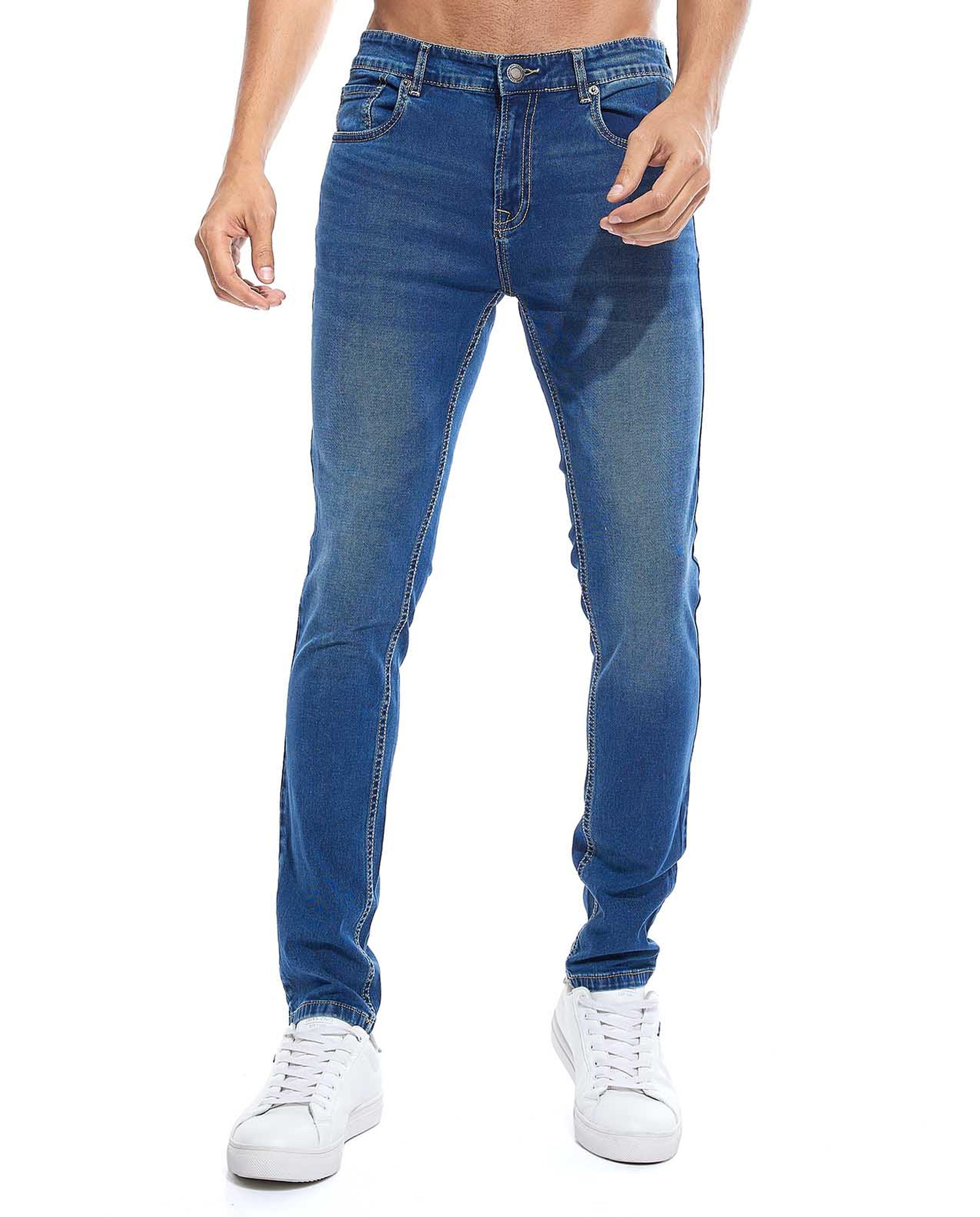 Faded Regular Fit Jeans with Button Closure
