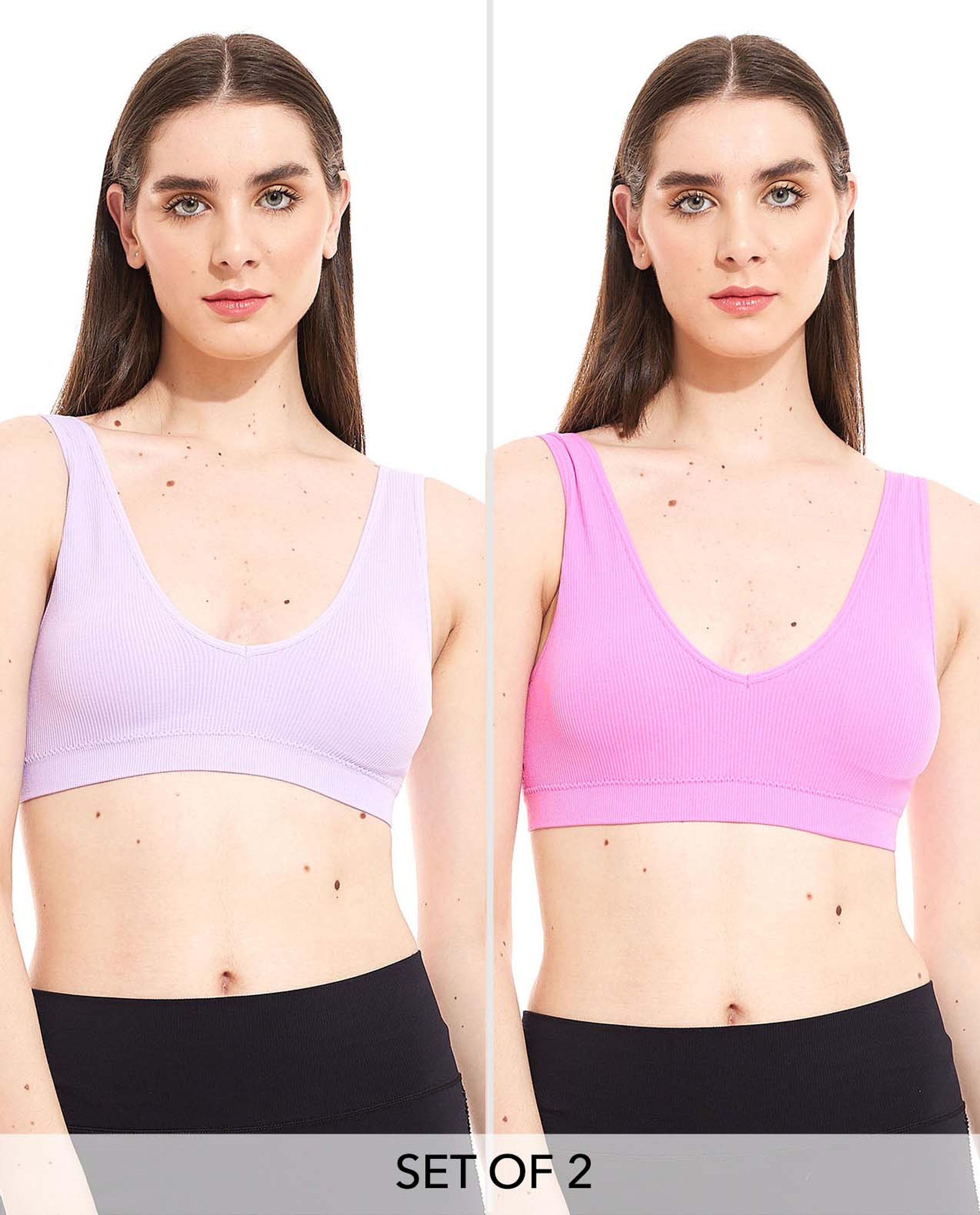 Pack of 2 Ribbed Padded Sports Bra