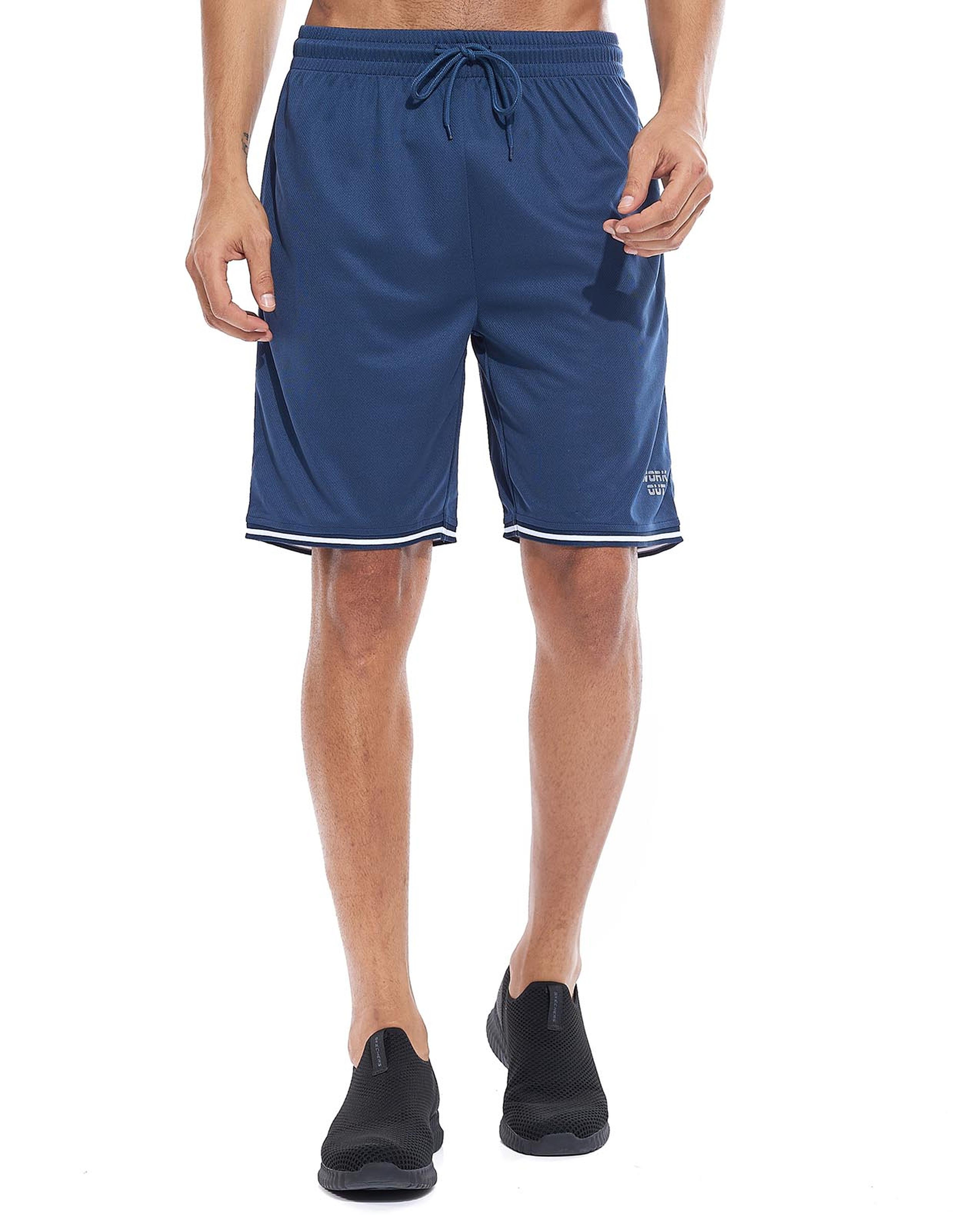 Contrast Trim Active Shorts with Drawstring Waist