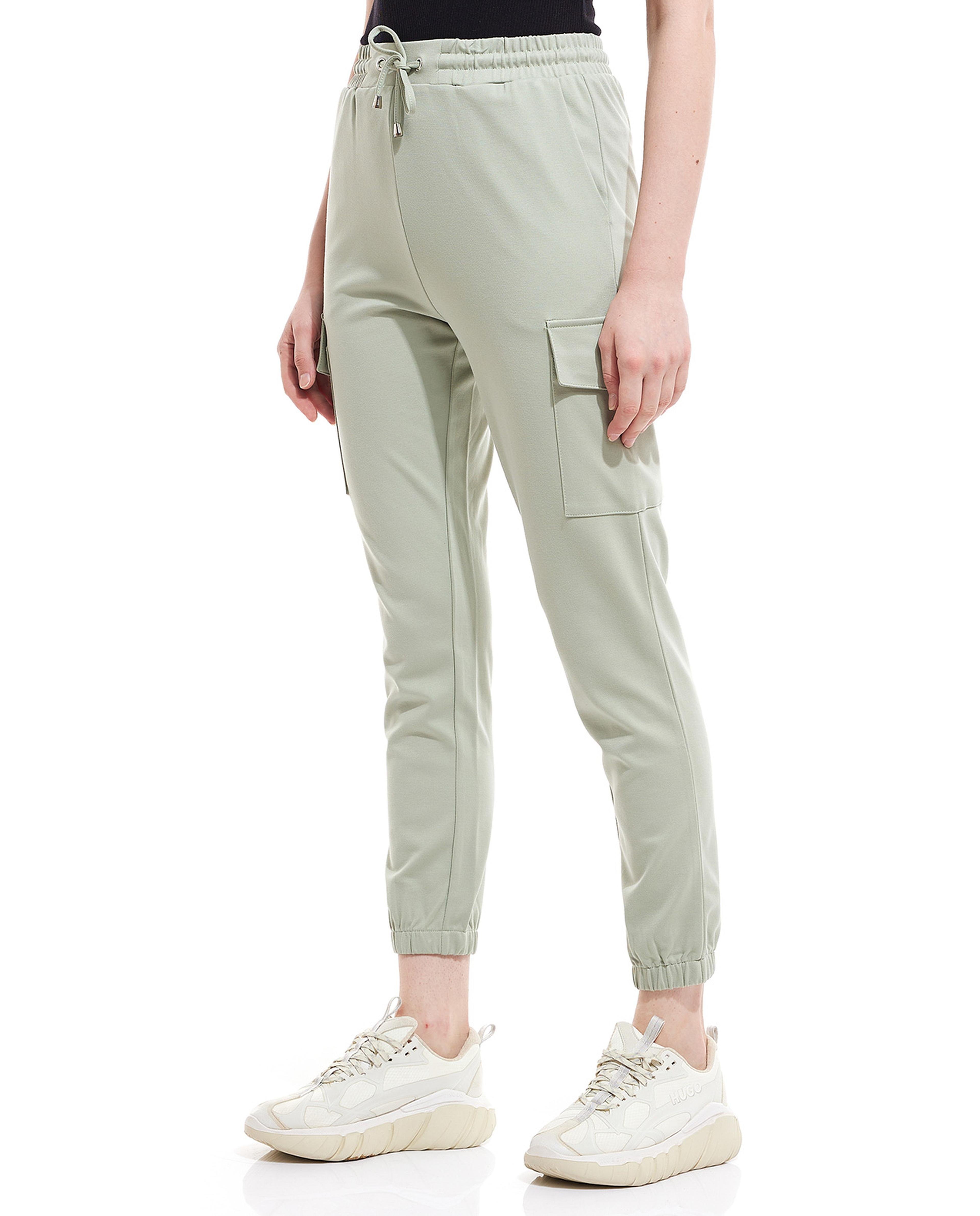 Solid Cargo Joggers with Drawstring Waist