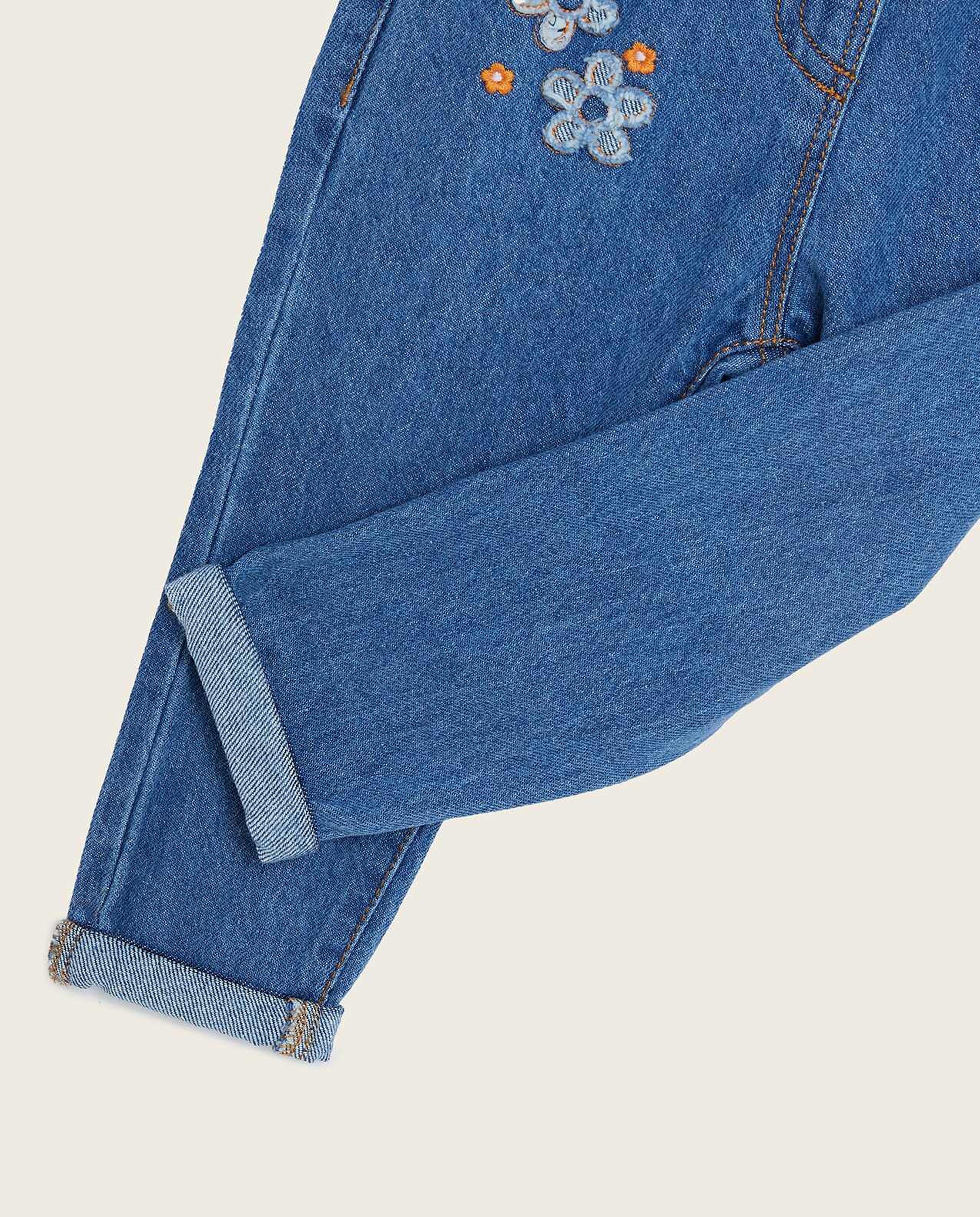Embroidered Jeans with Button Closure