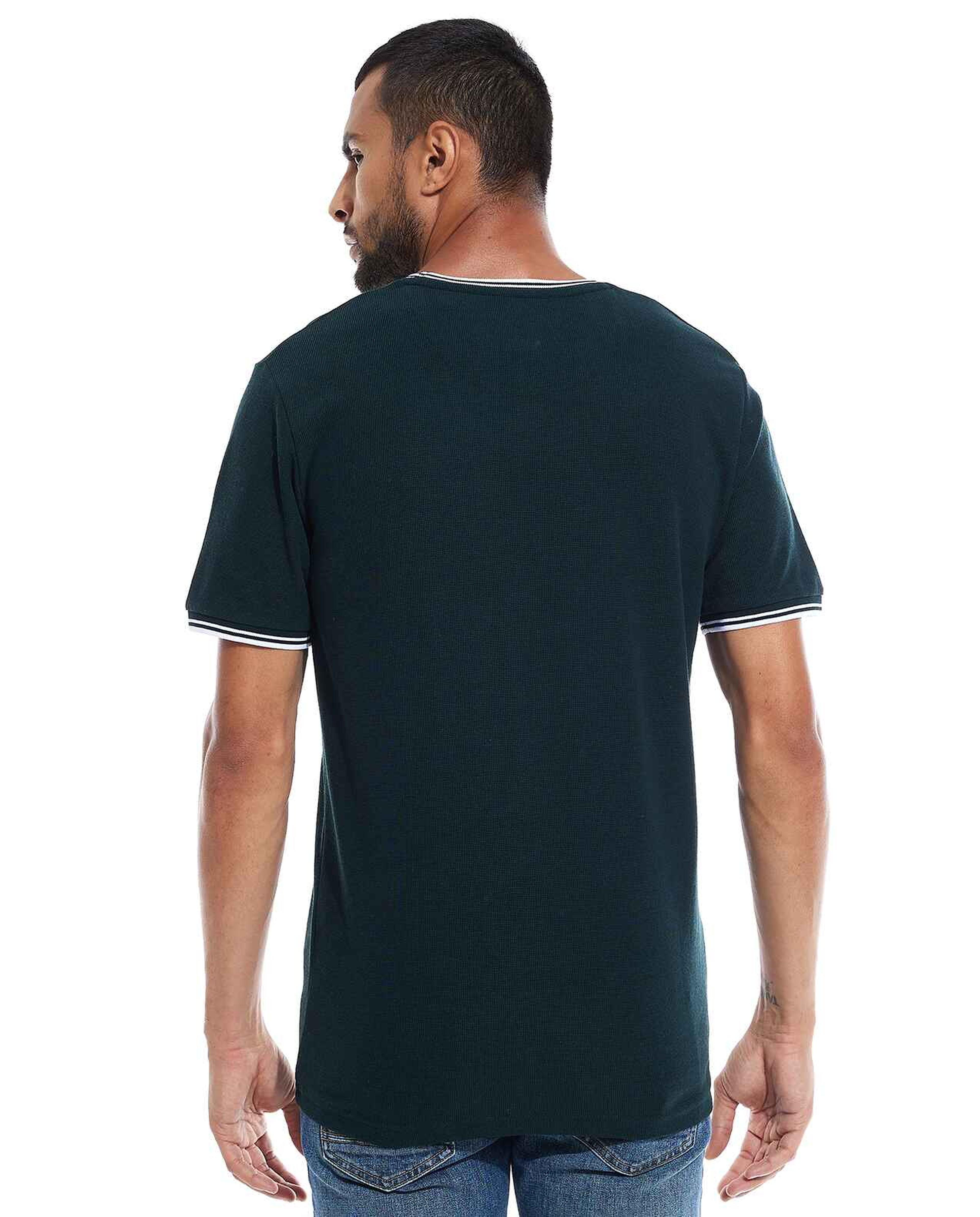 Contrast Tipping T-Shirt with Crew Neck and Short Sleeves