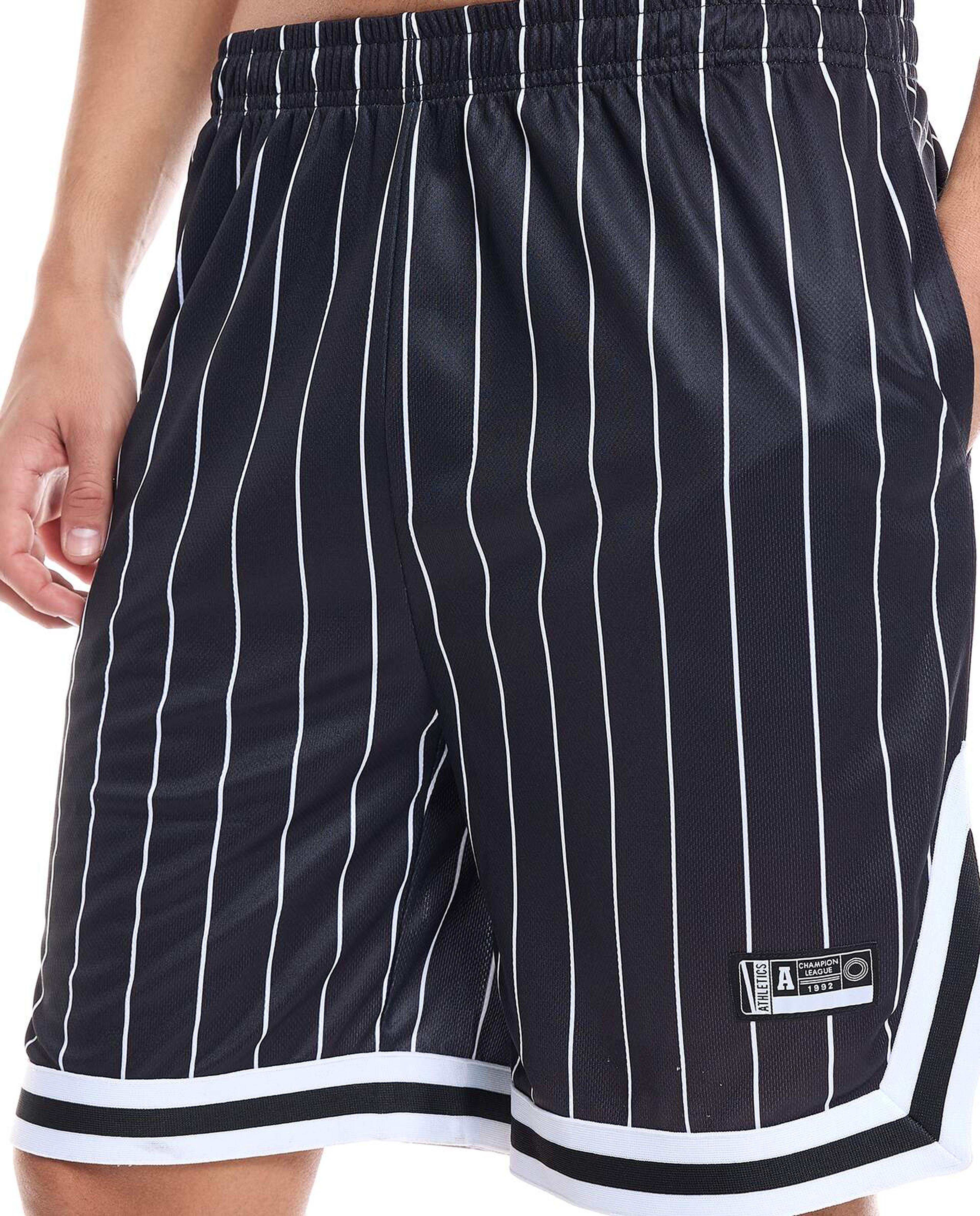 Striped Active Shorts with Elastic Waist