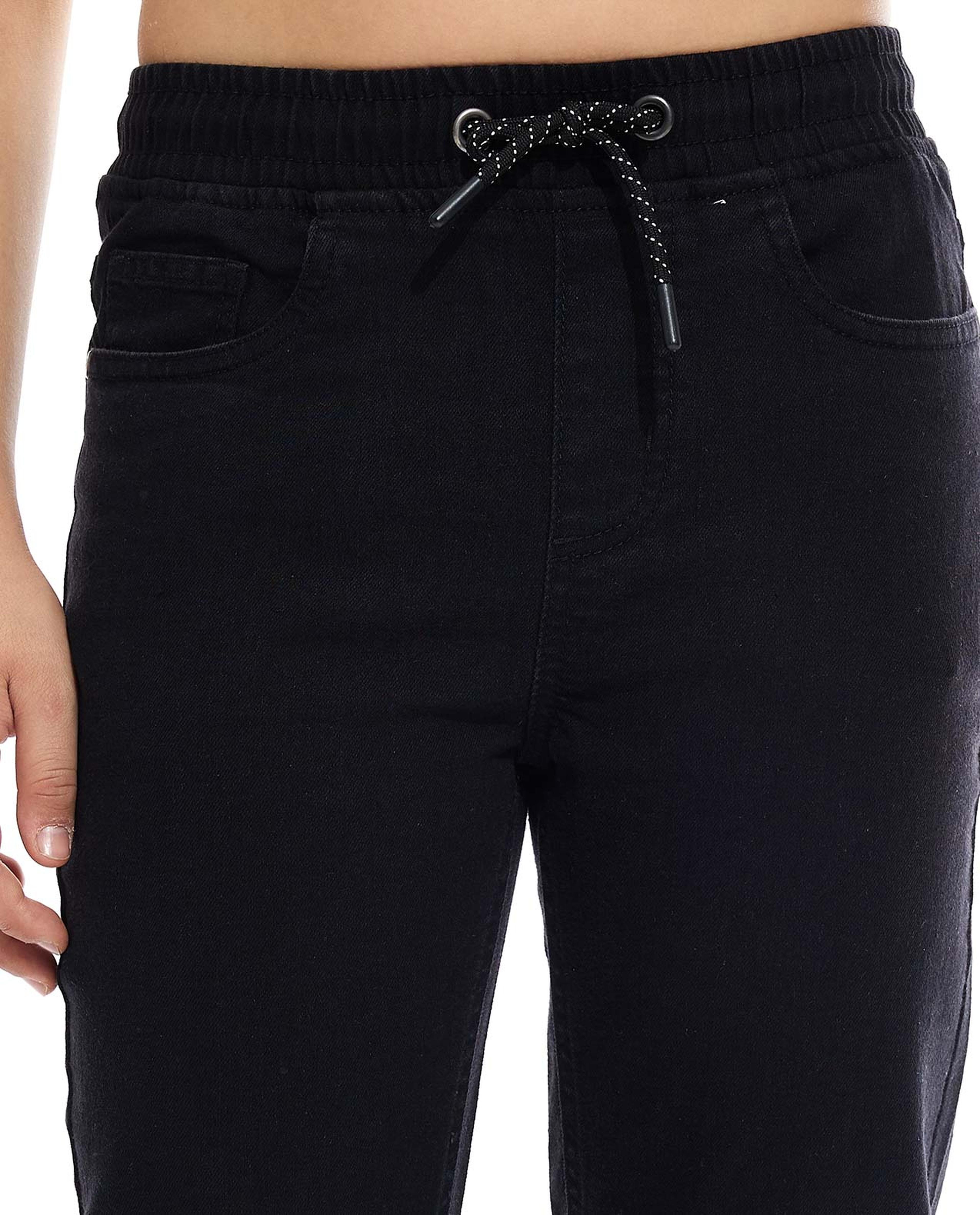Solid Jeans with Drawstring Waist
