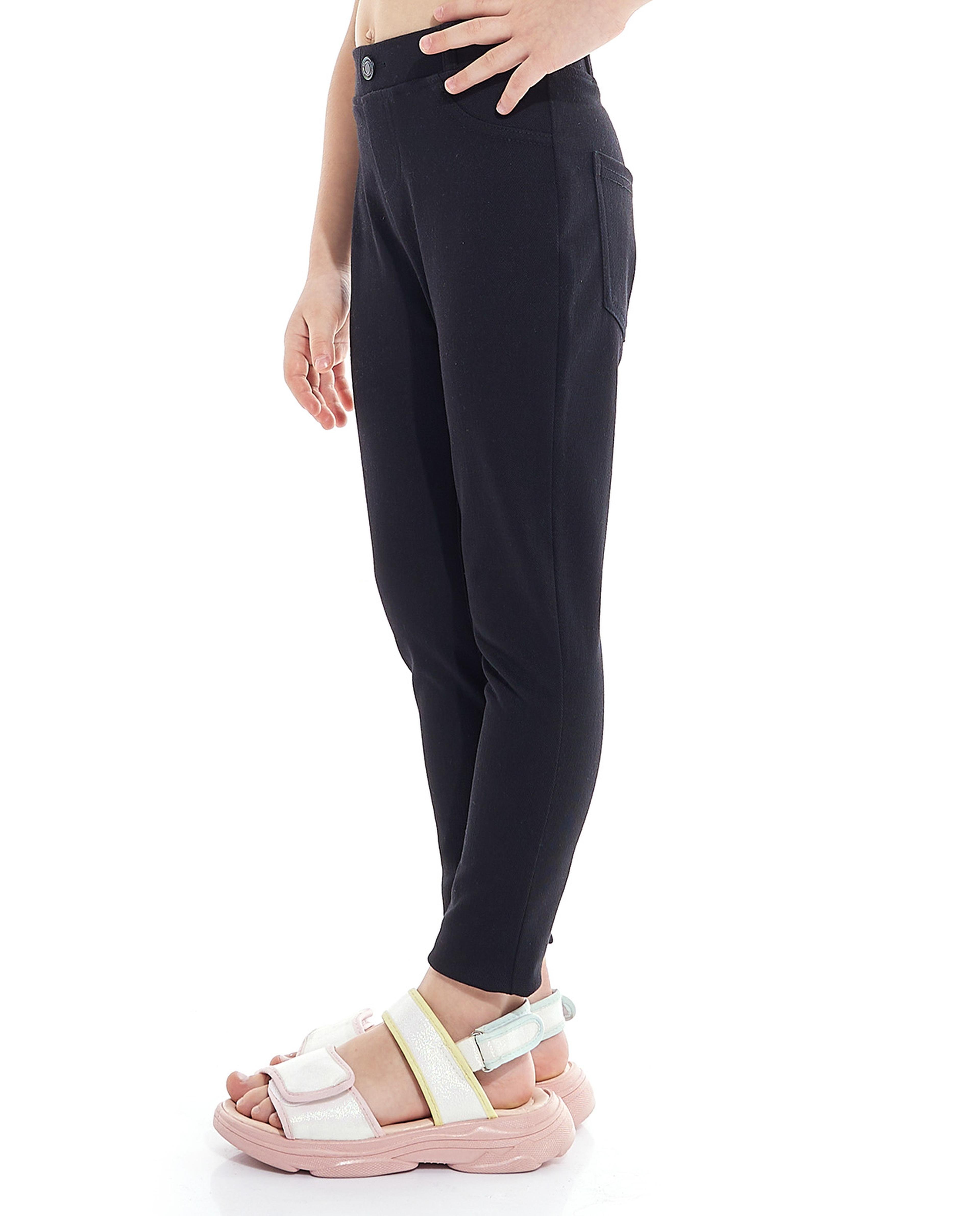 Solid Skinny Fit Trousers with Elastic Waist