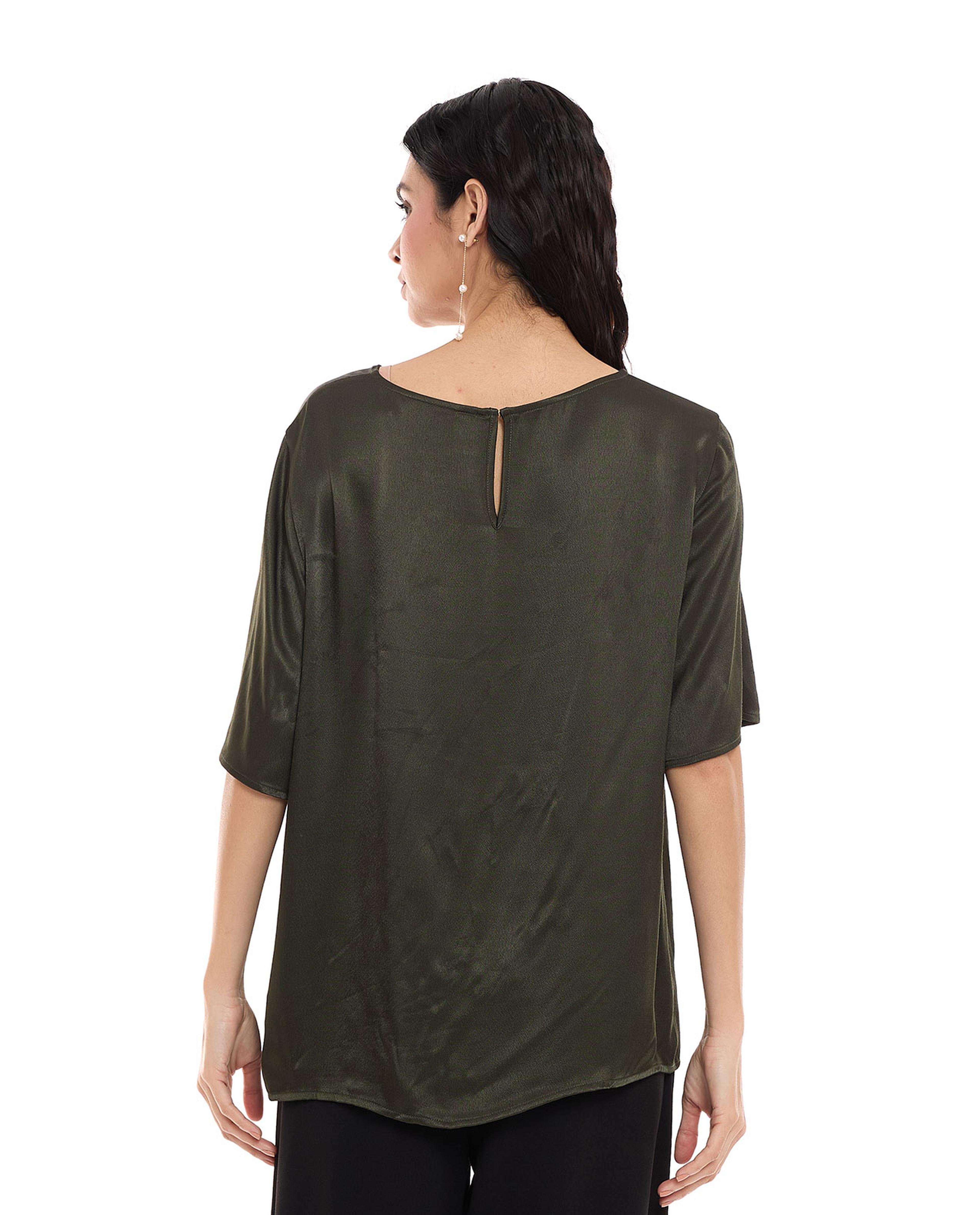 Solid Top with Round Neck and Short Sleeves