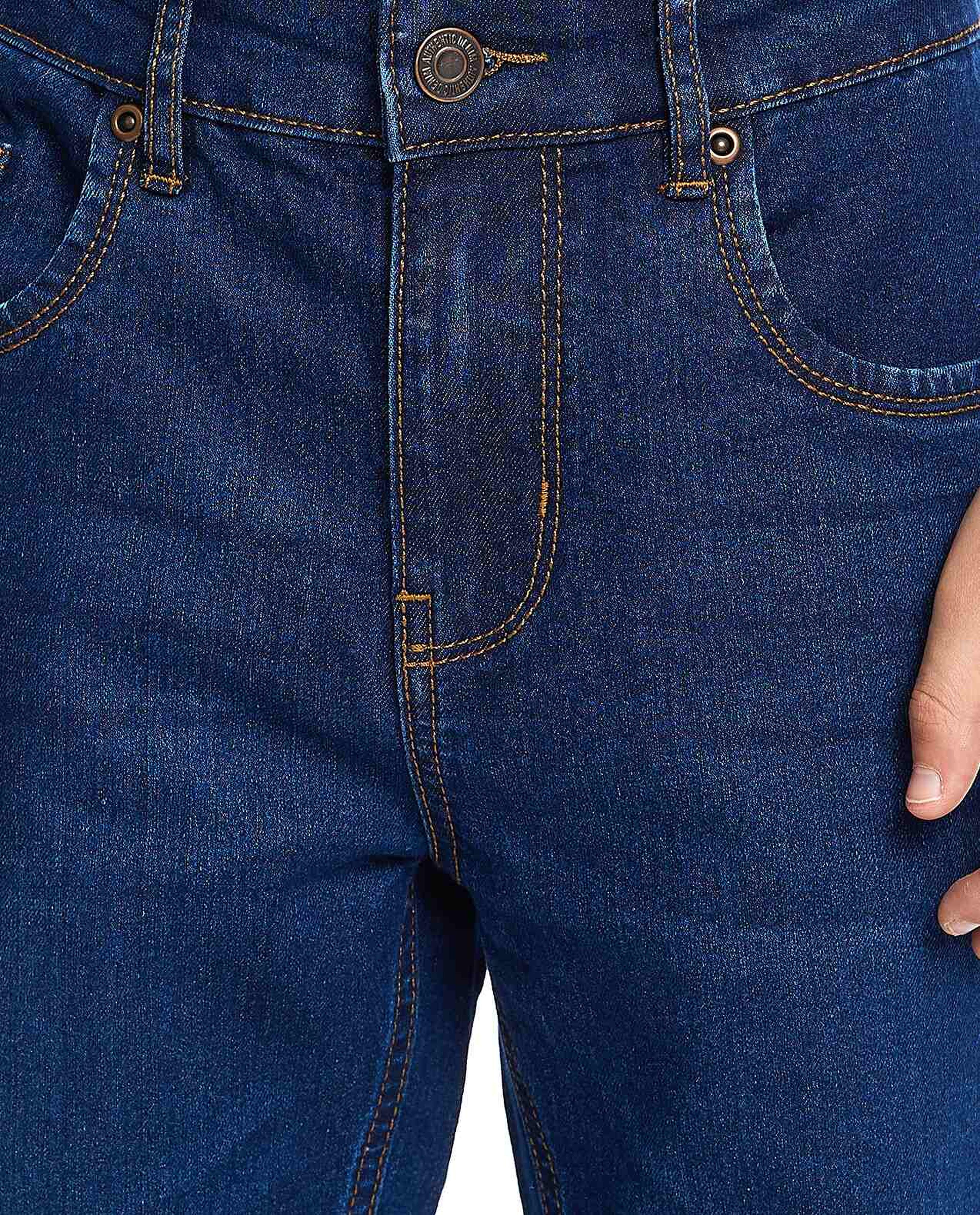 Washed Straight Fit Jeans