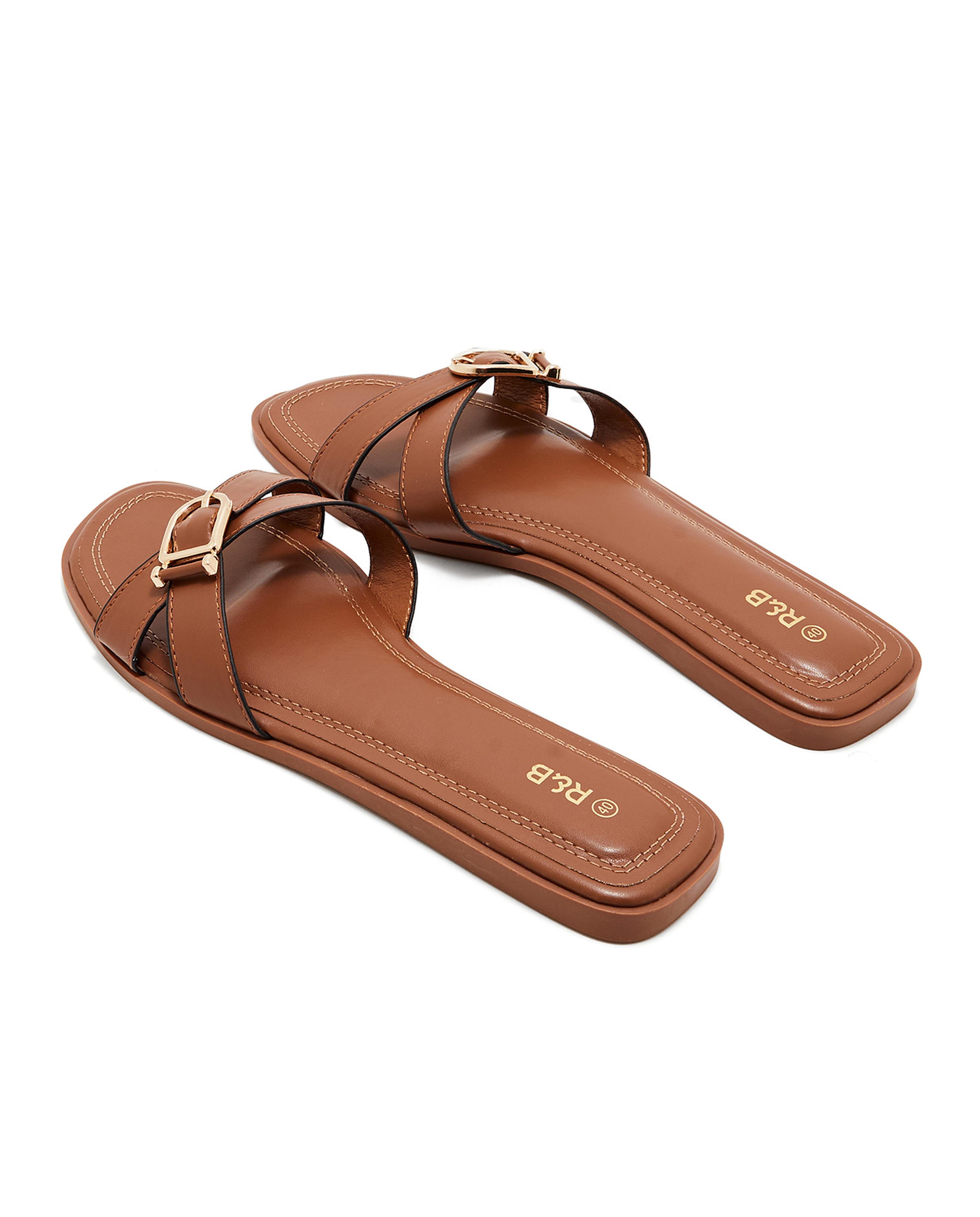 Crossover Strap Flat Sandals