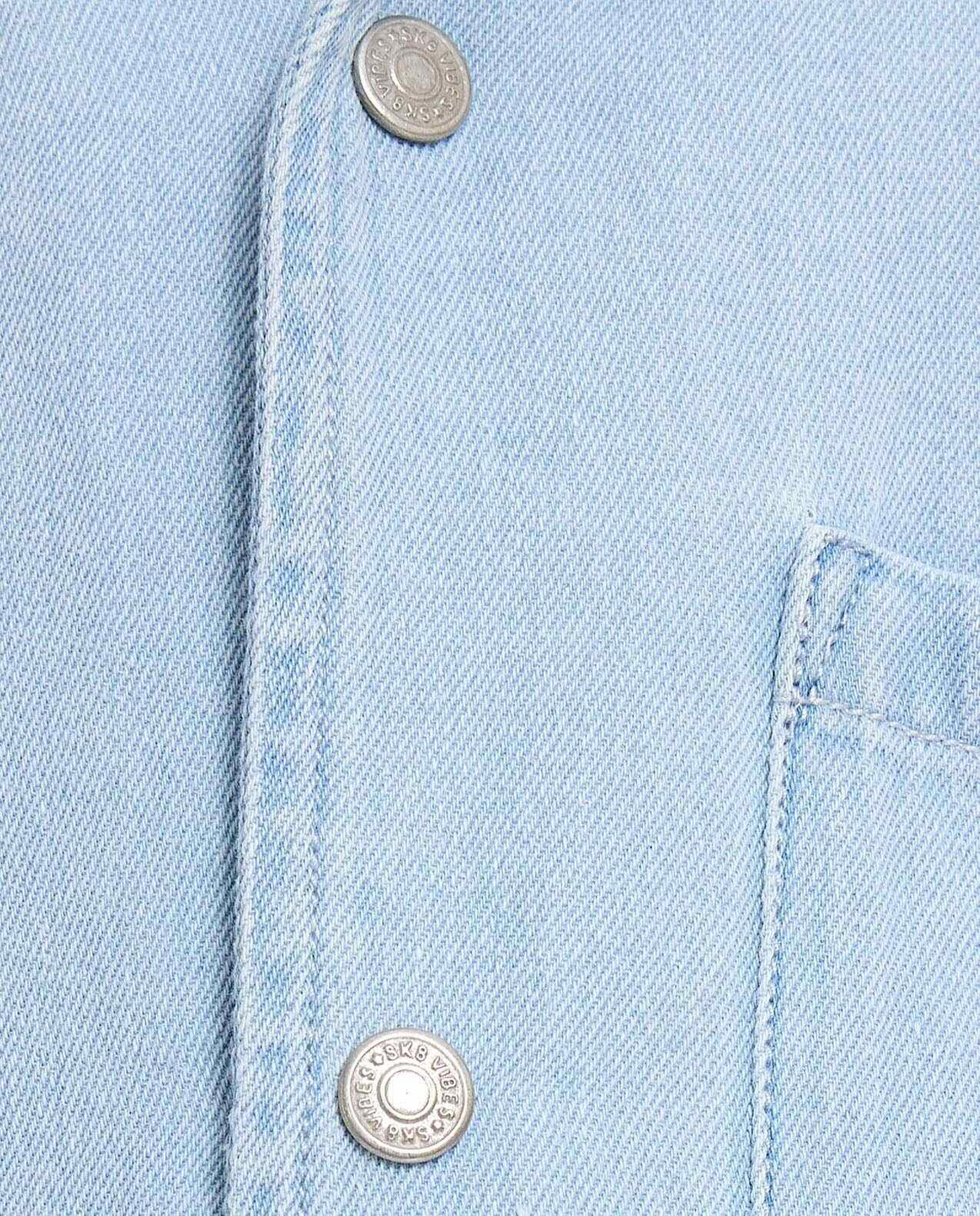 قميص جينز بياقة ريفير بأكمام قصيرة