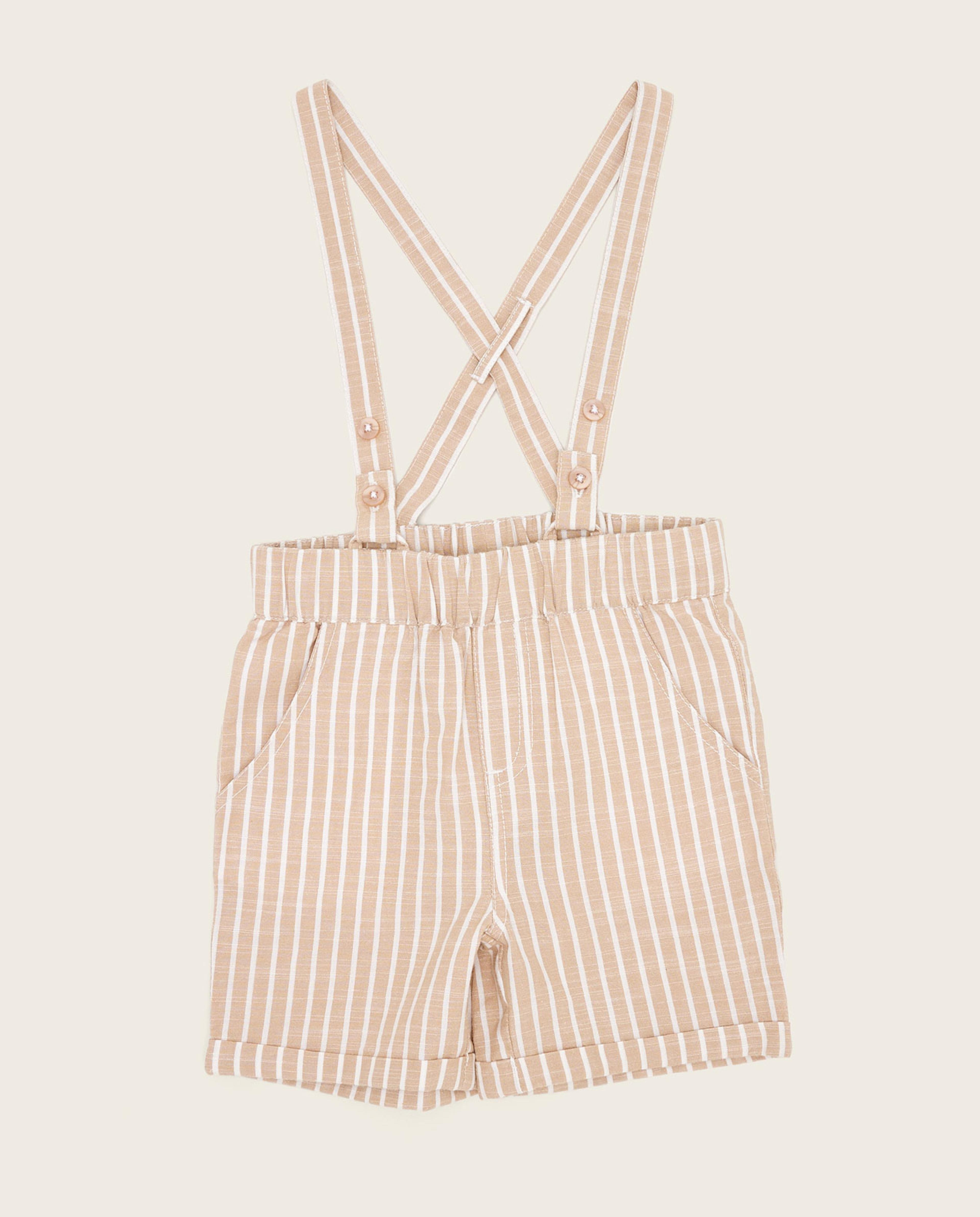 Solid Shirt and Striped Shorts Set