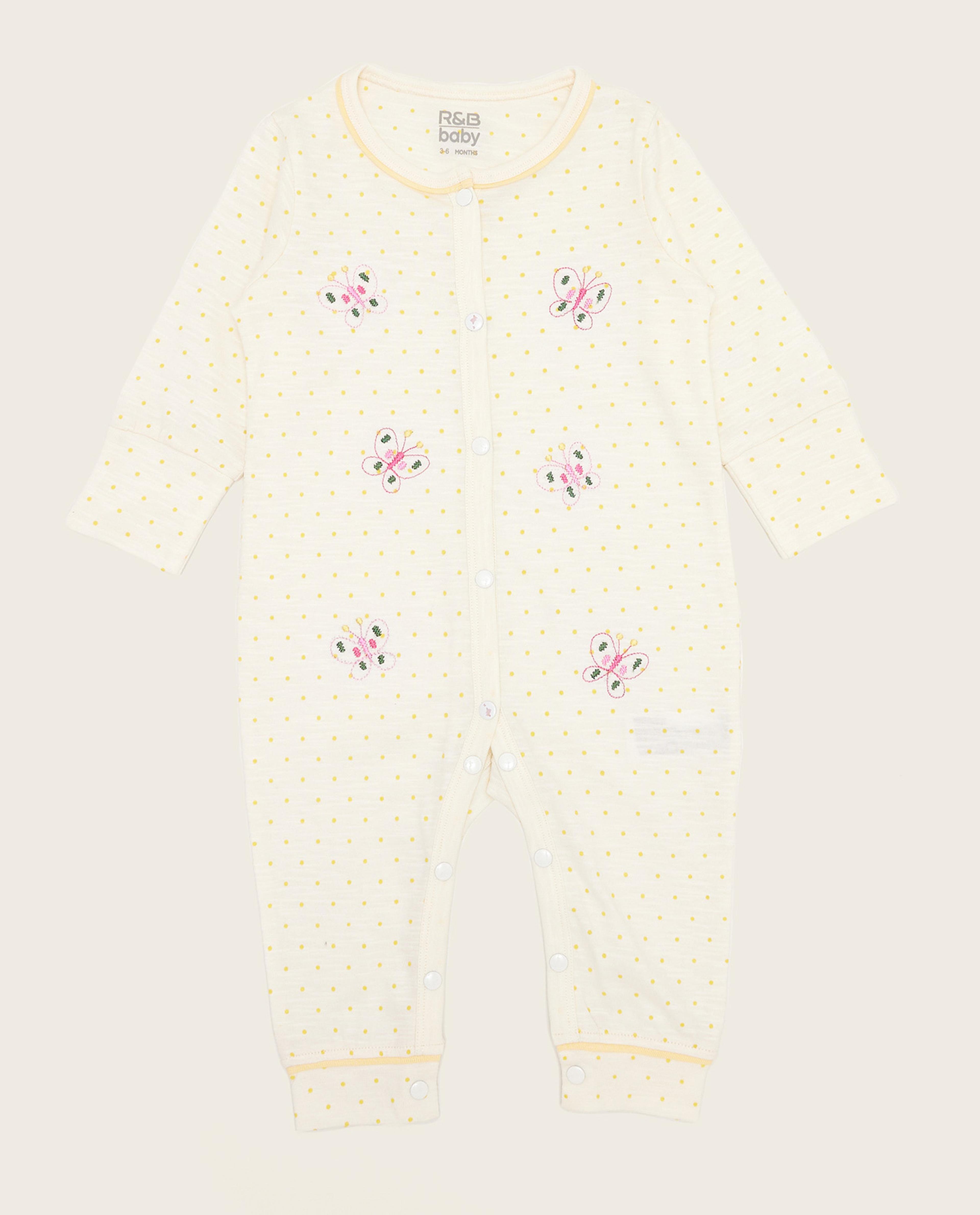 Embroidered Sleepsuit and Cap Set