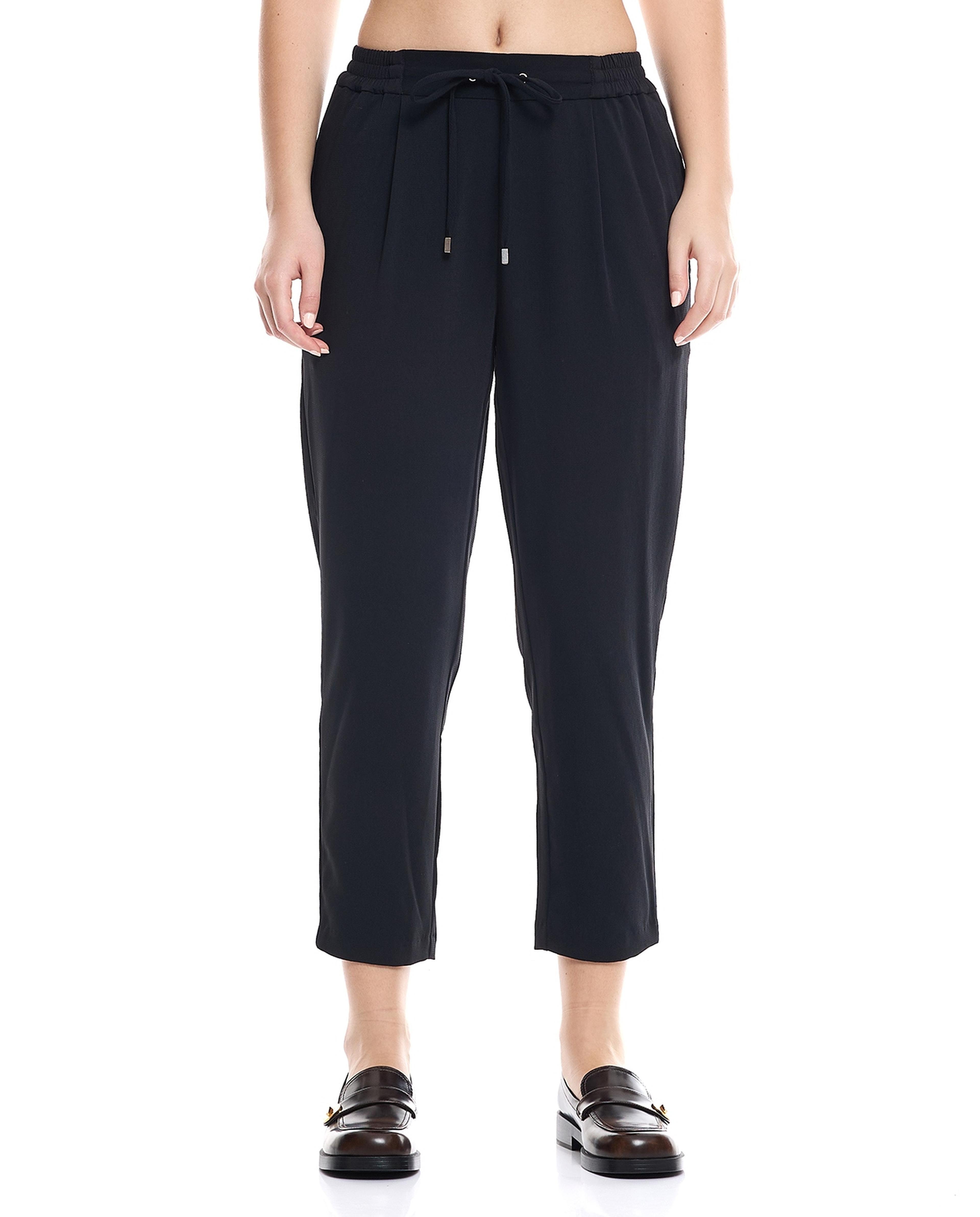 Solid Tapered Pants with Drawstring Waist