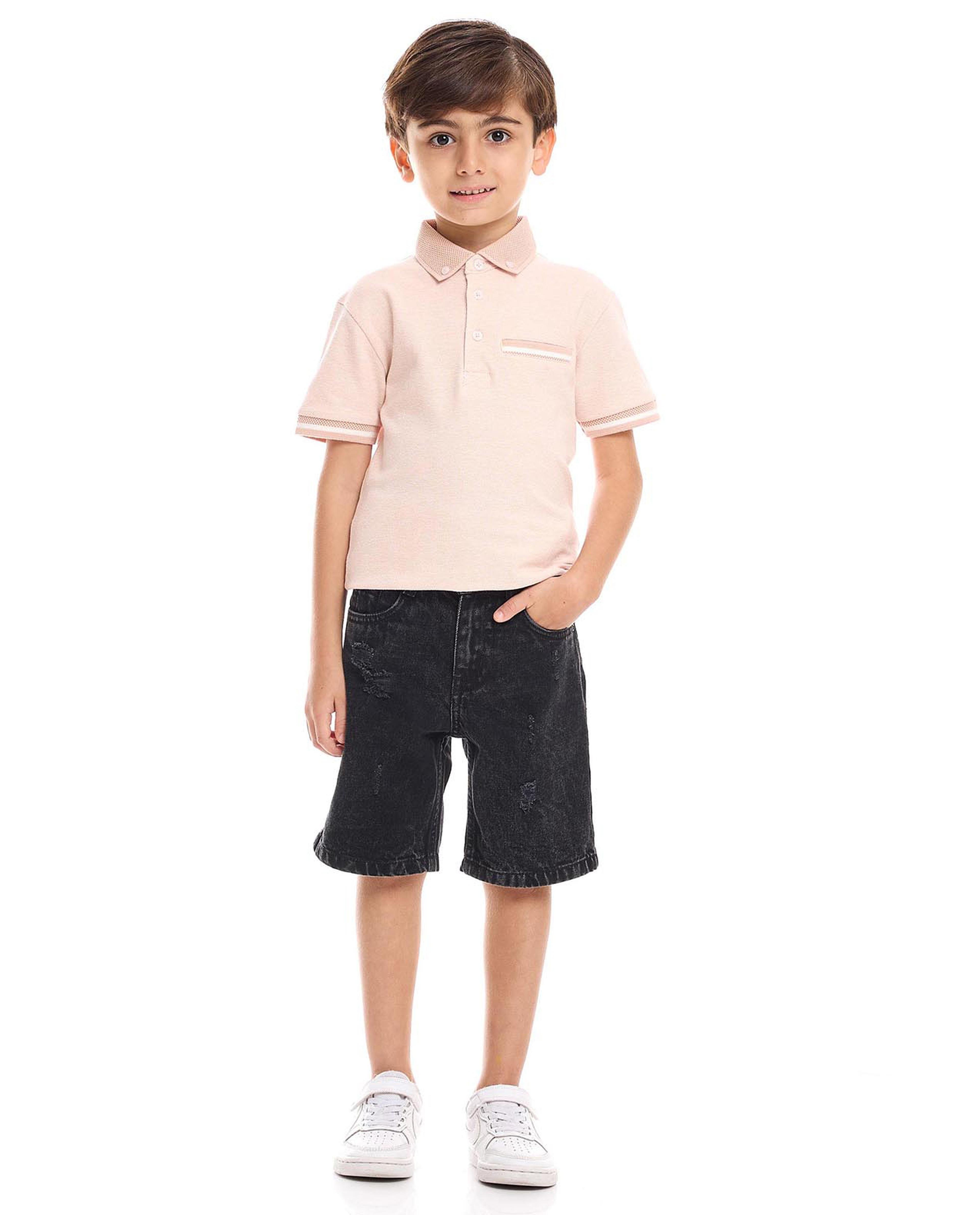 Solid Polo T-Shirt with Short Sleeves