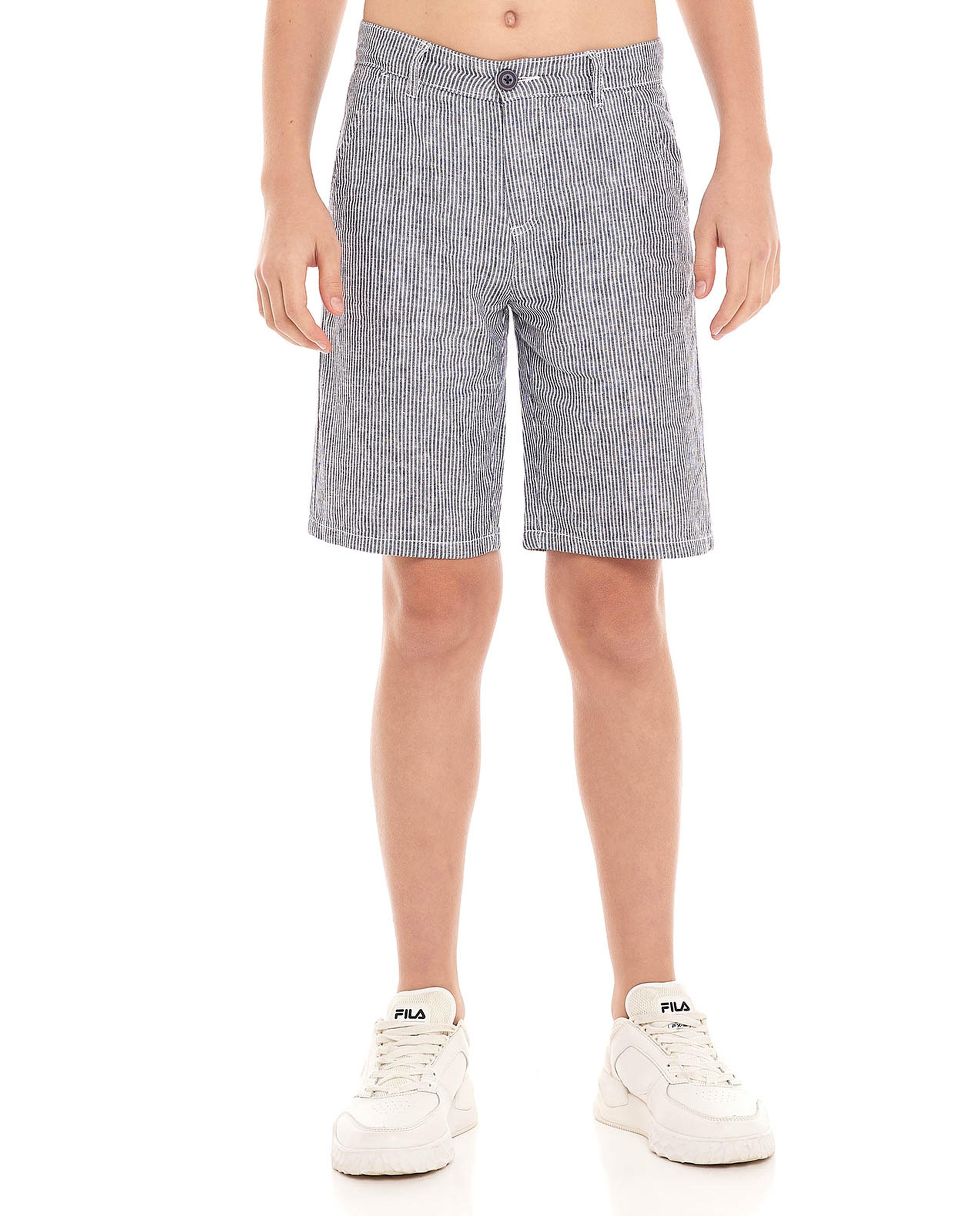Striped Shorts with Button Closure