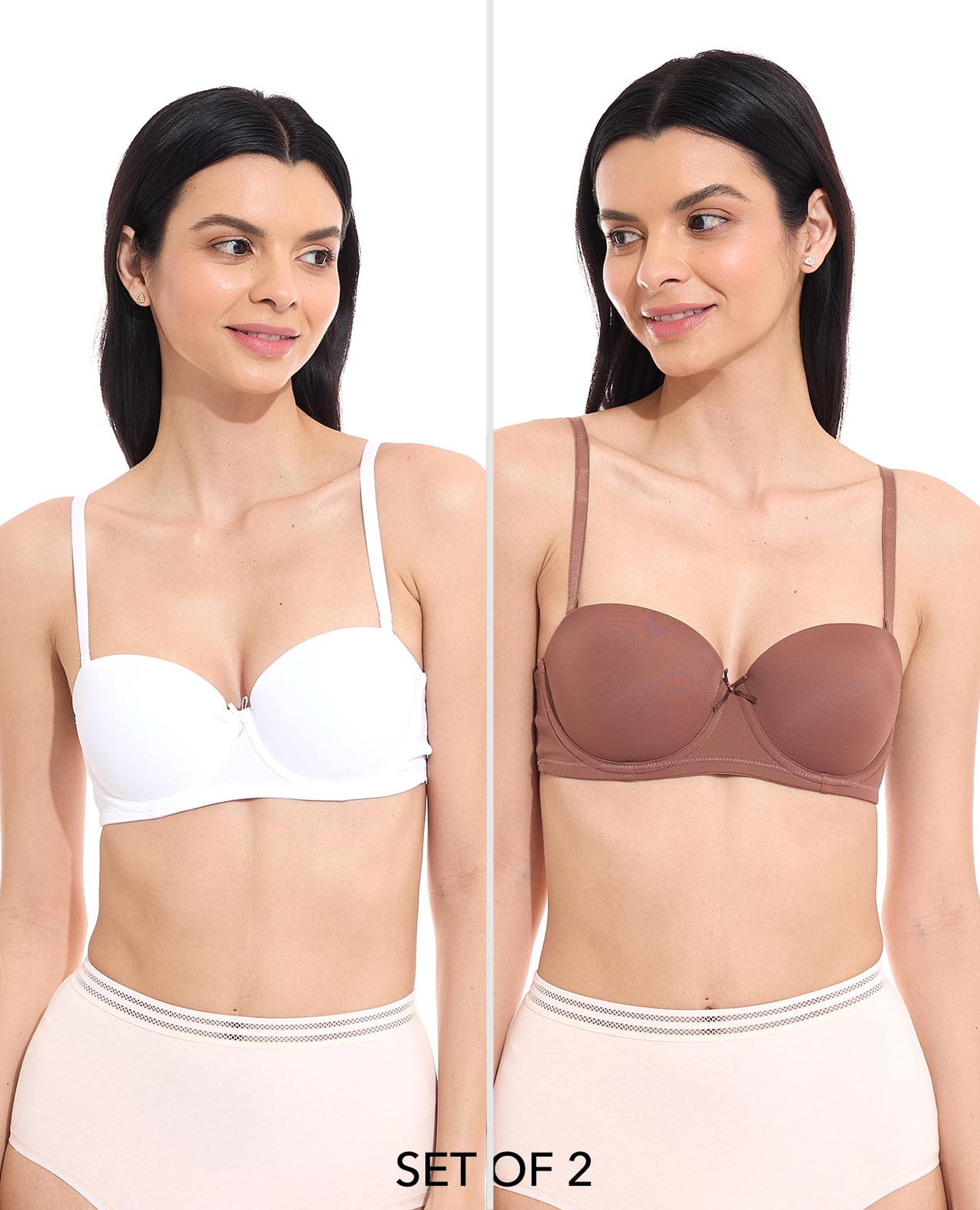 Pack of 2 Push Up Bras with Lace Trim
