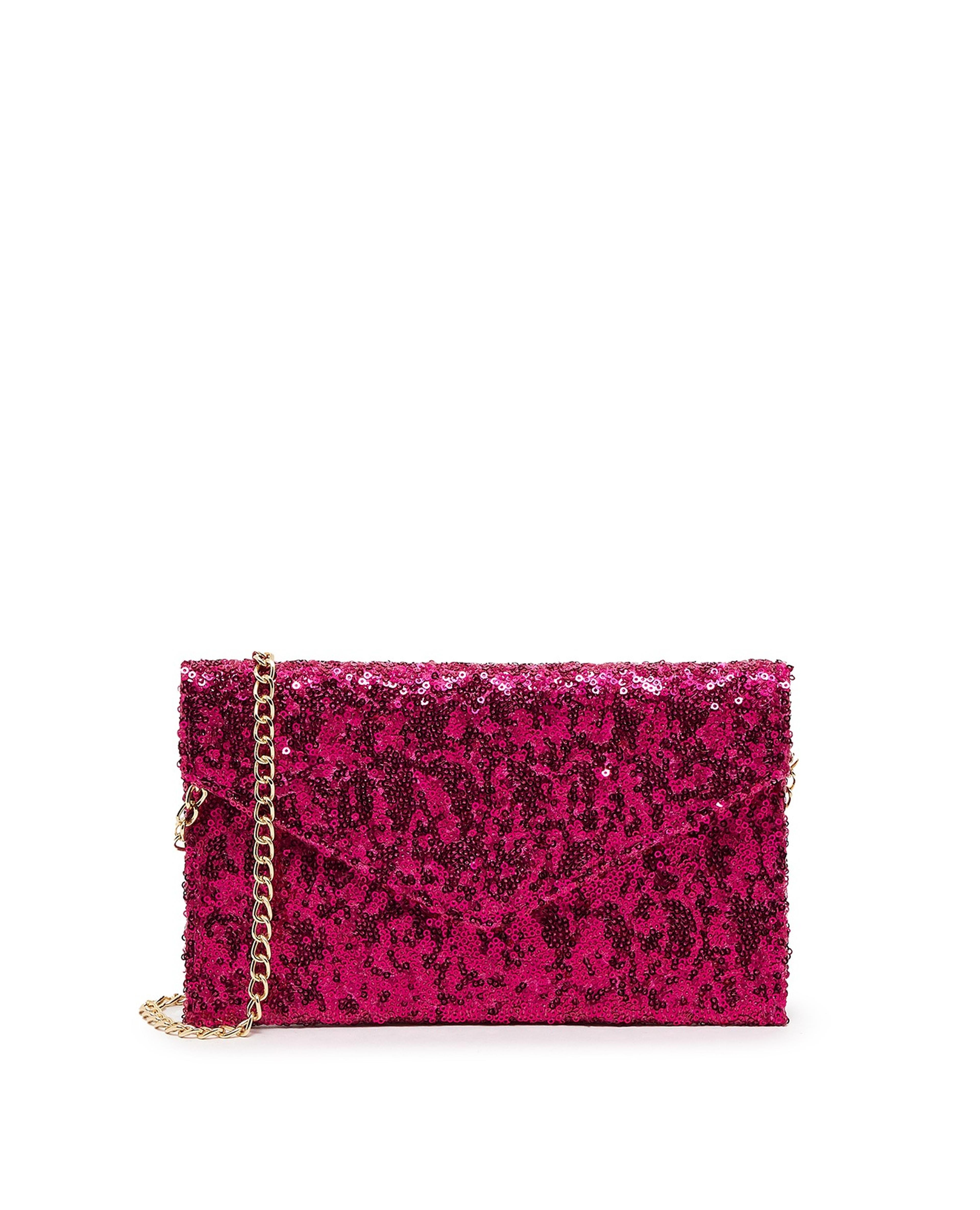 Sequined Envelop Clutch with Sling