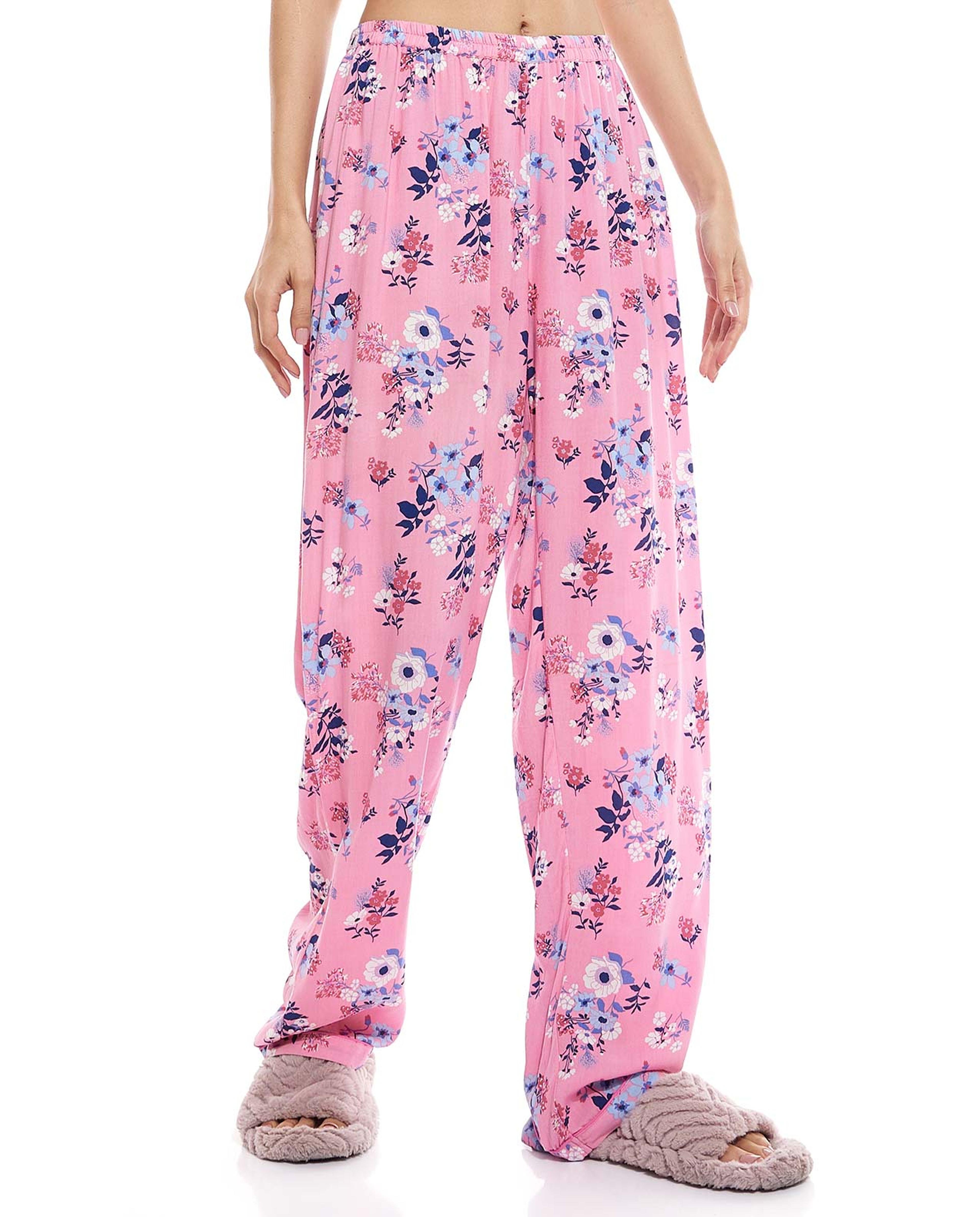 Floral Print Lapel Collar Pyjama Set