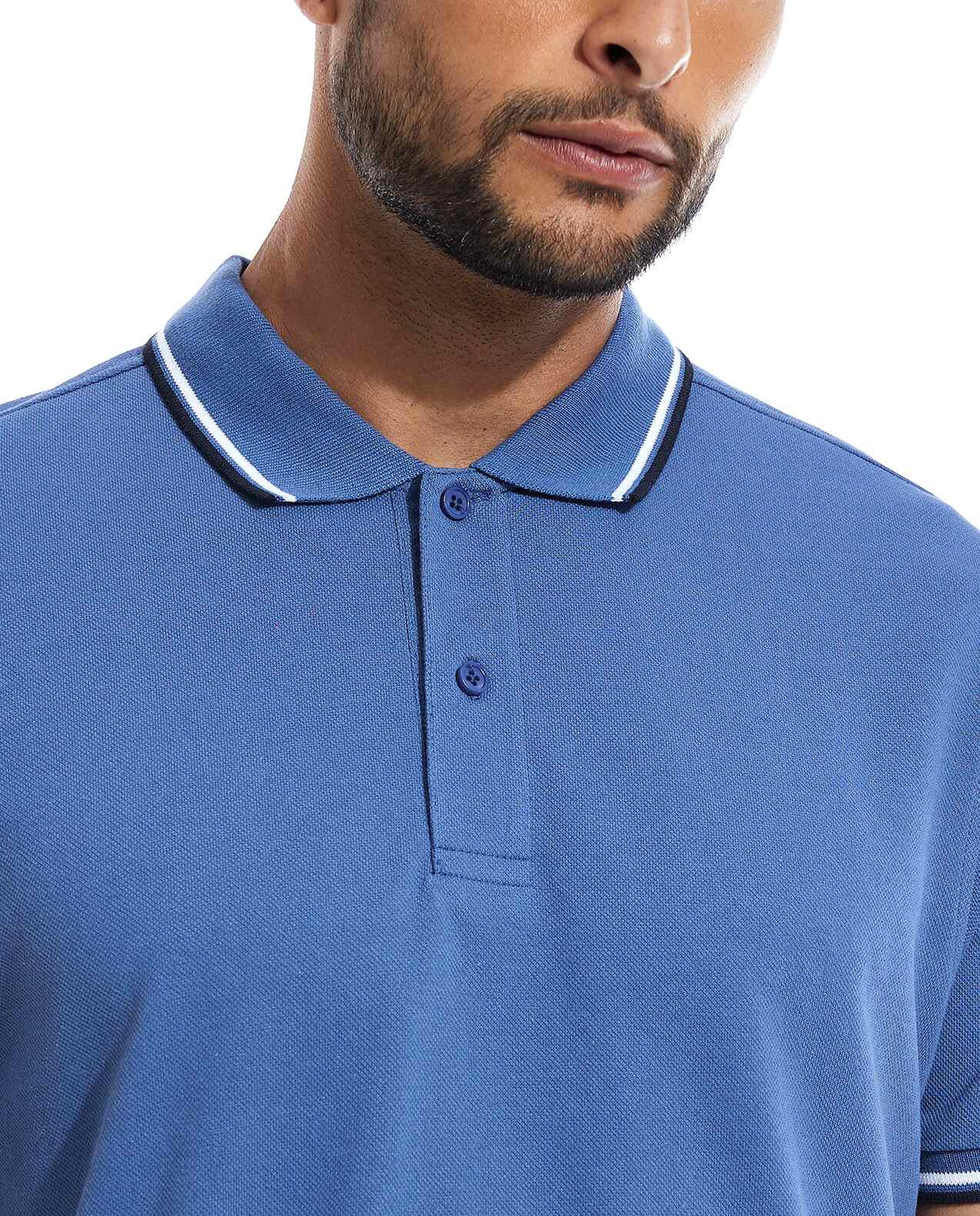 Contrast Tipping Polo T-Shirt with Short Sleeves