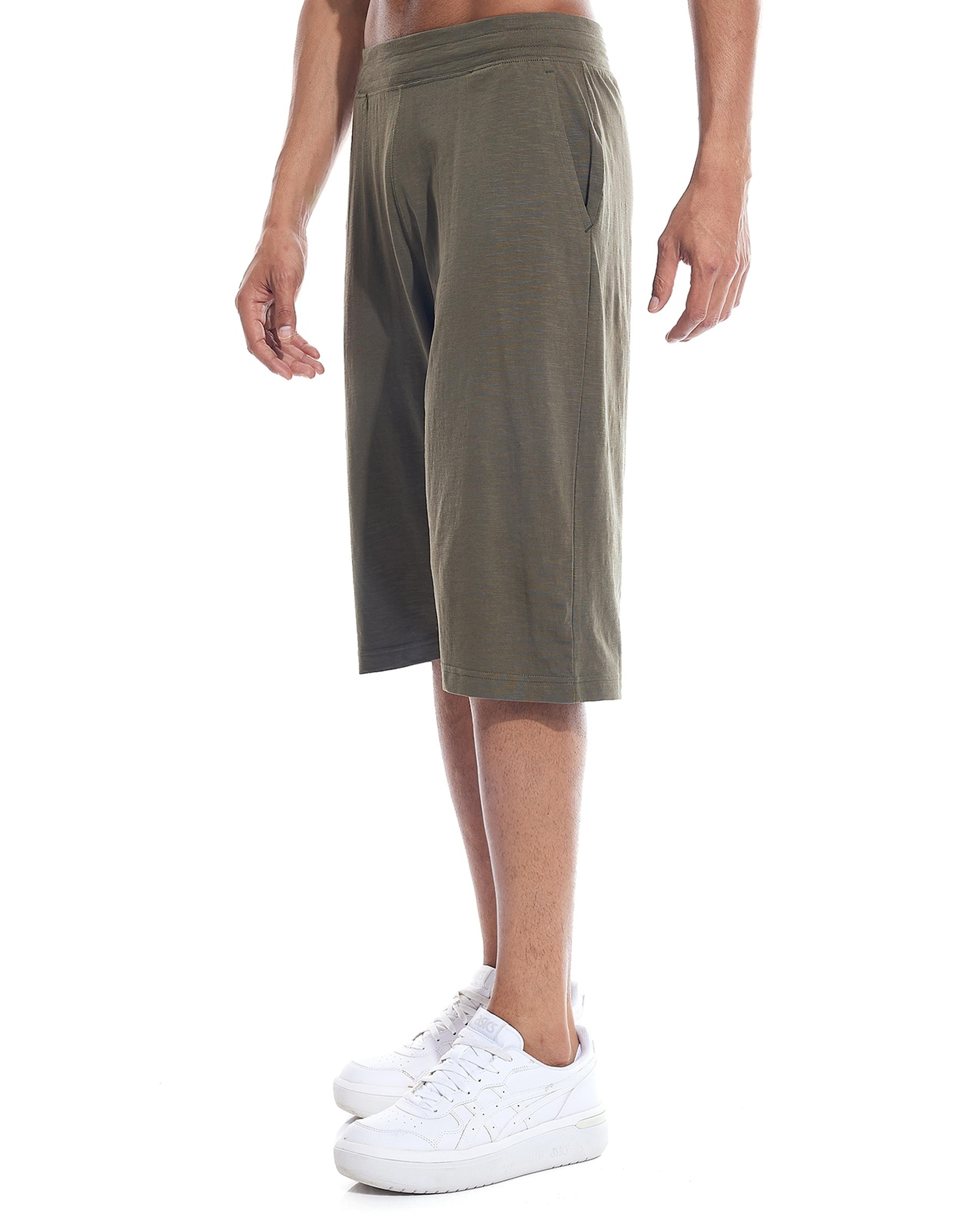 Solid Lounge Shorts with Elastic Waist