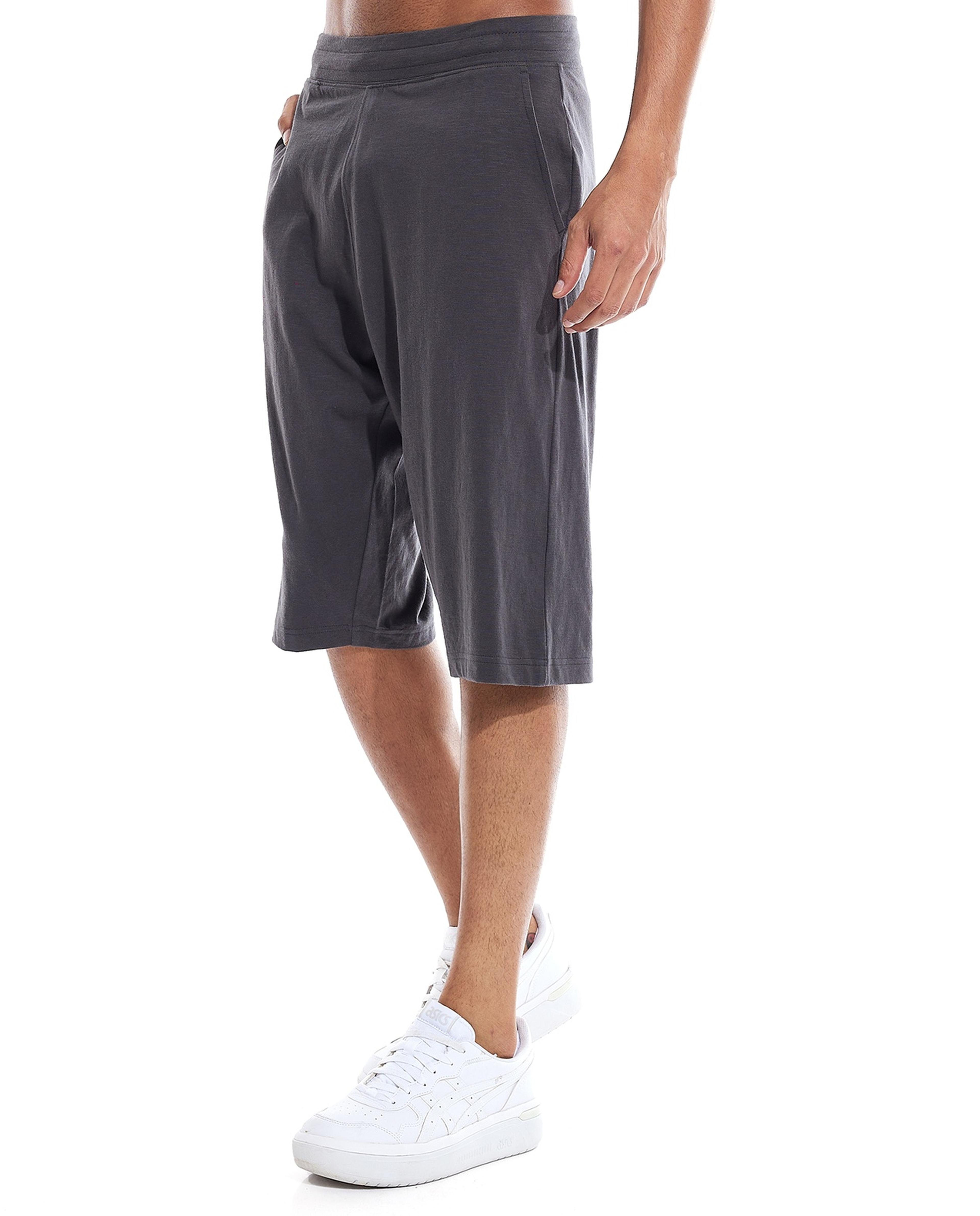 Solid Lounge Shorts with Elastic Waist
