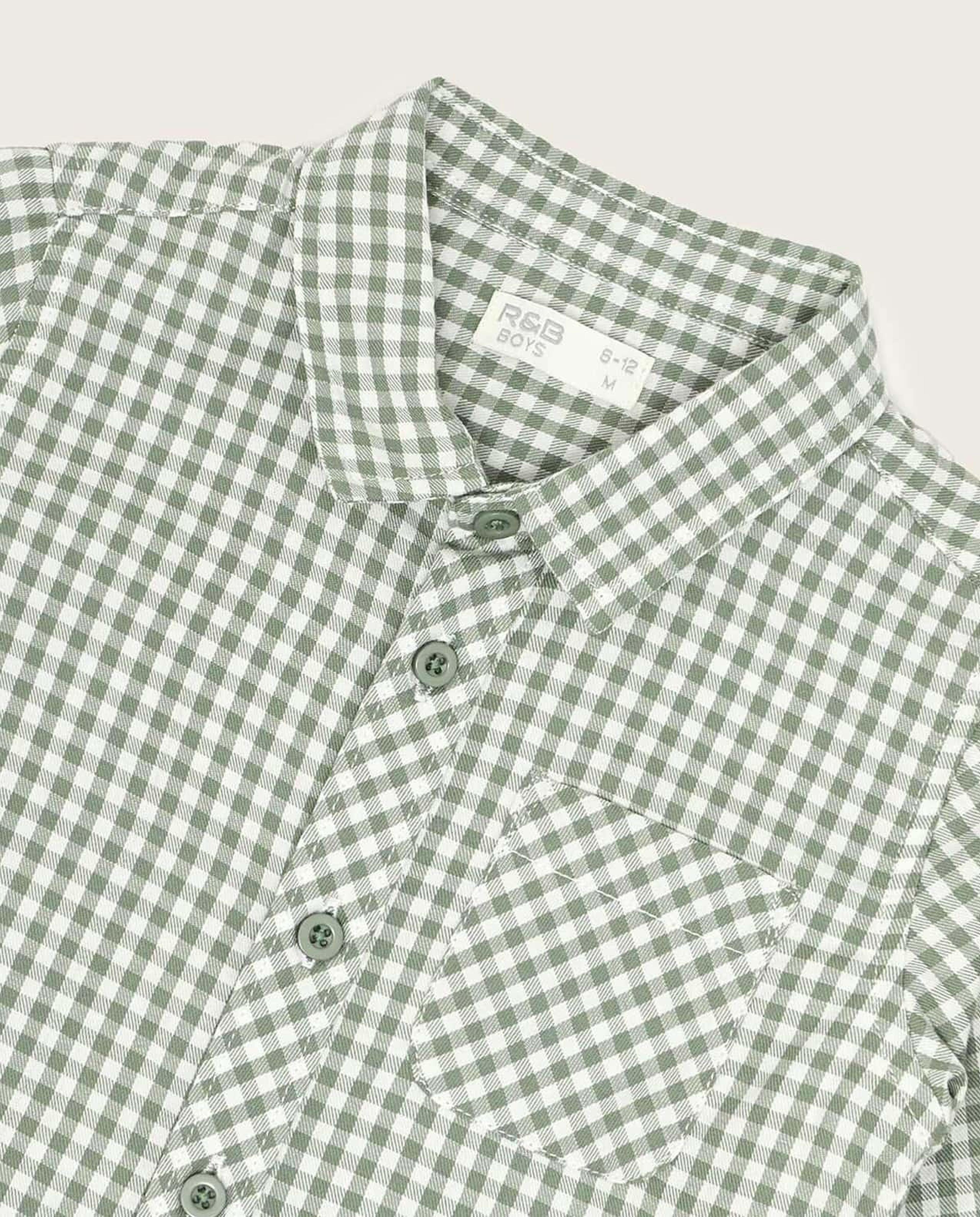 Checkered Shirt with Classic Collar and Long Sleeves