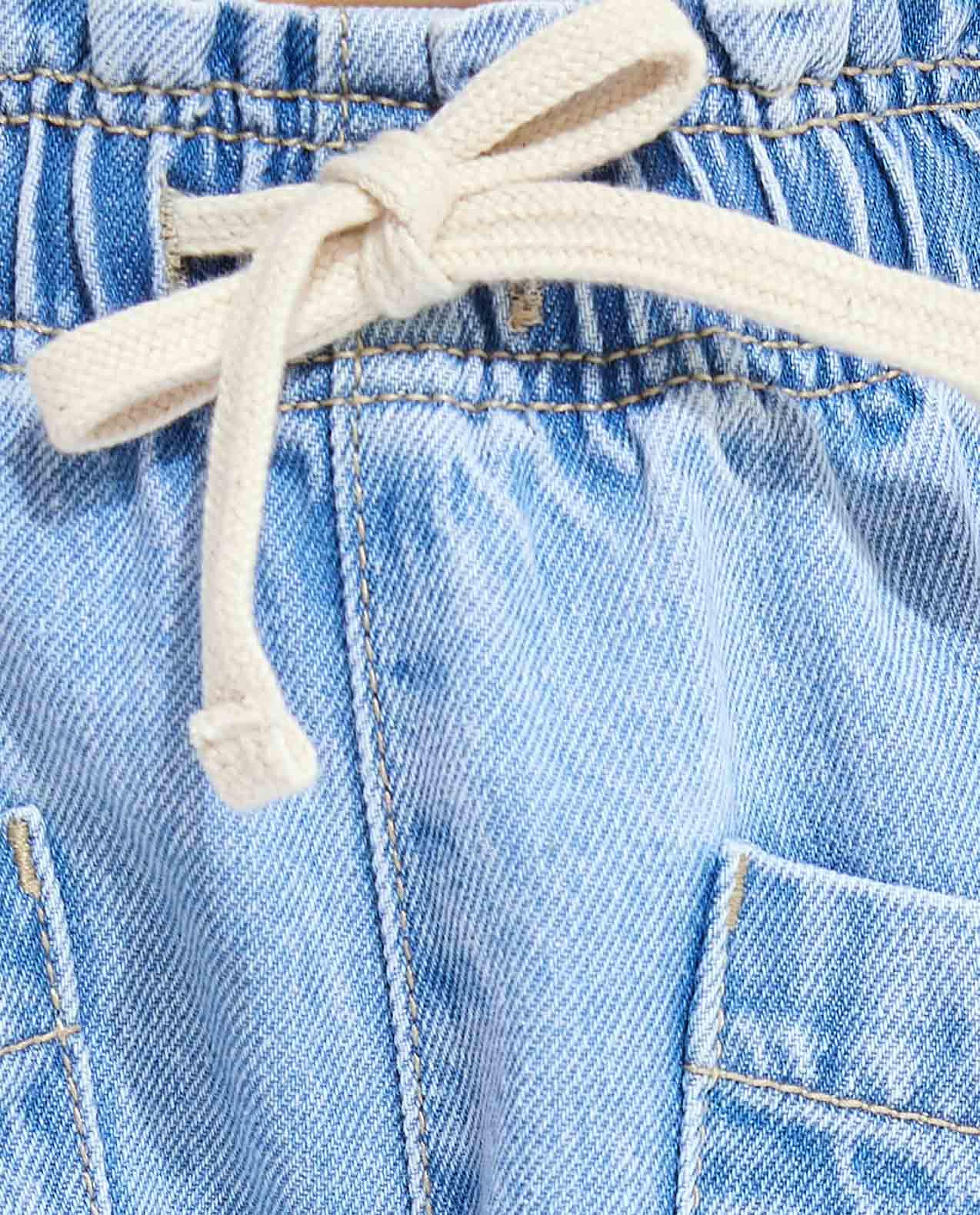 Faded Wide Leg Jeans with Drawstring Waist