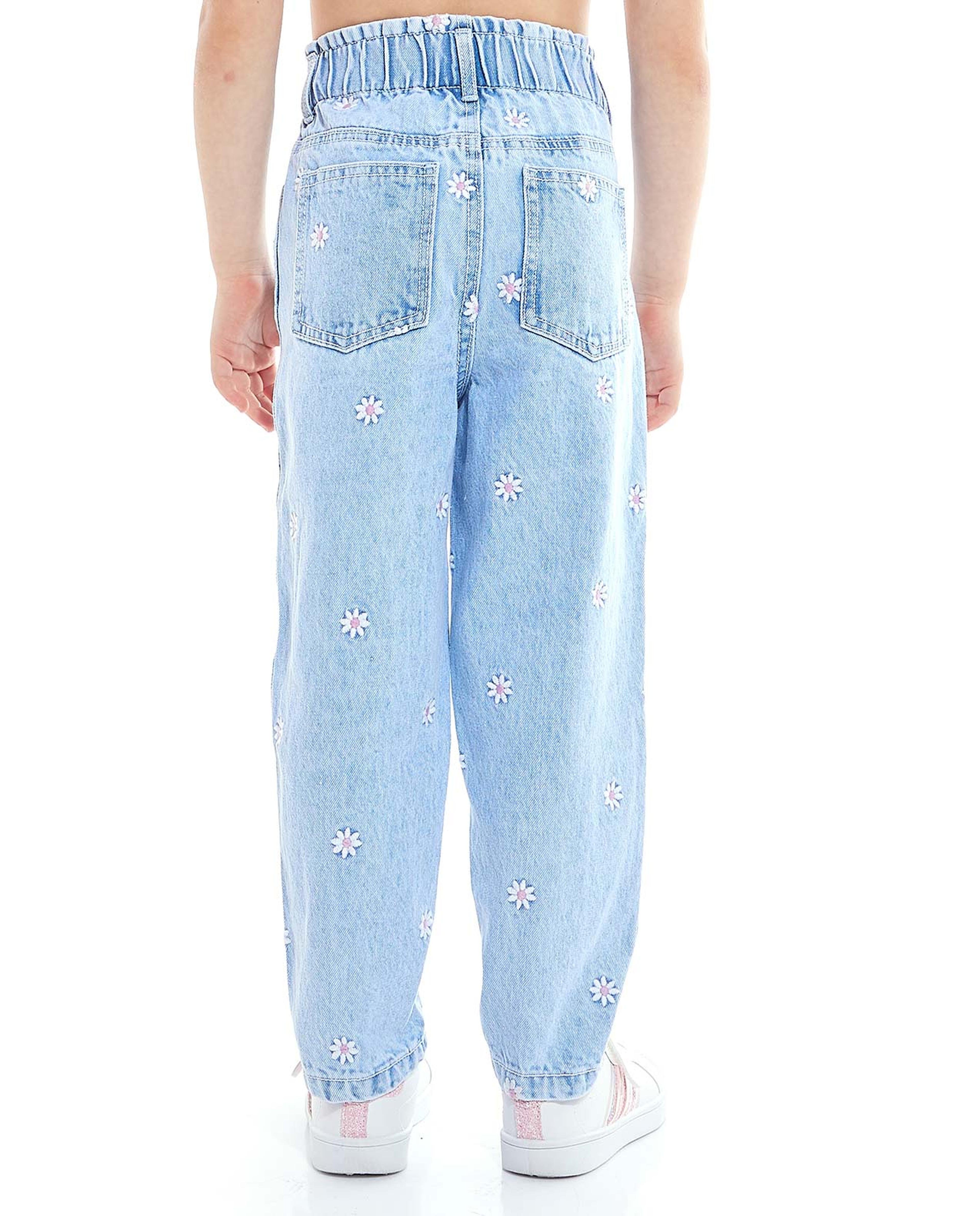 Faded Mom Fit Jeans with Button Closure