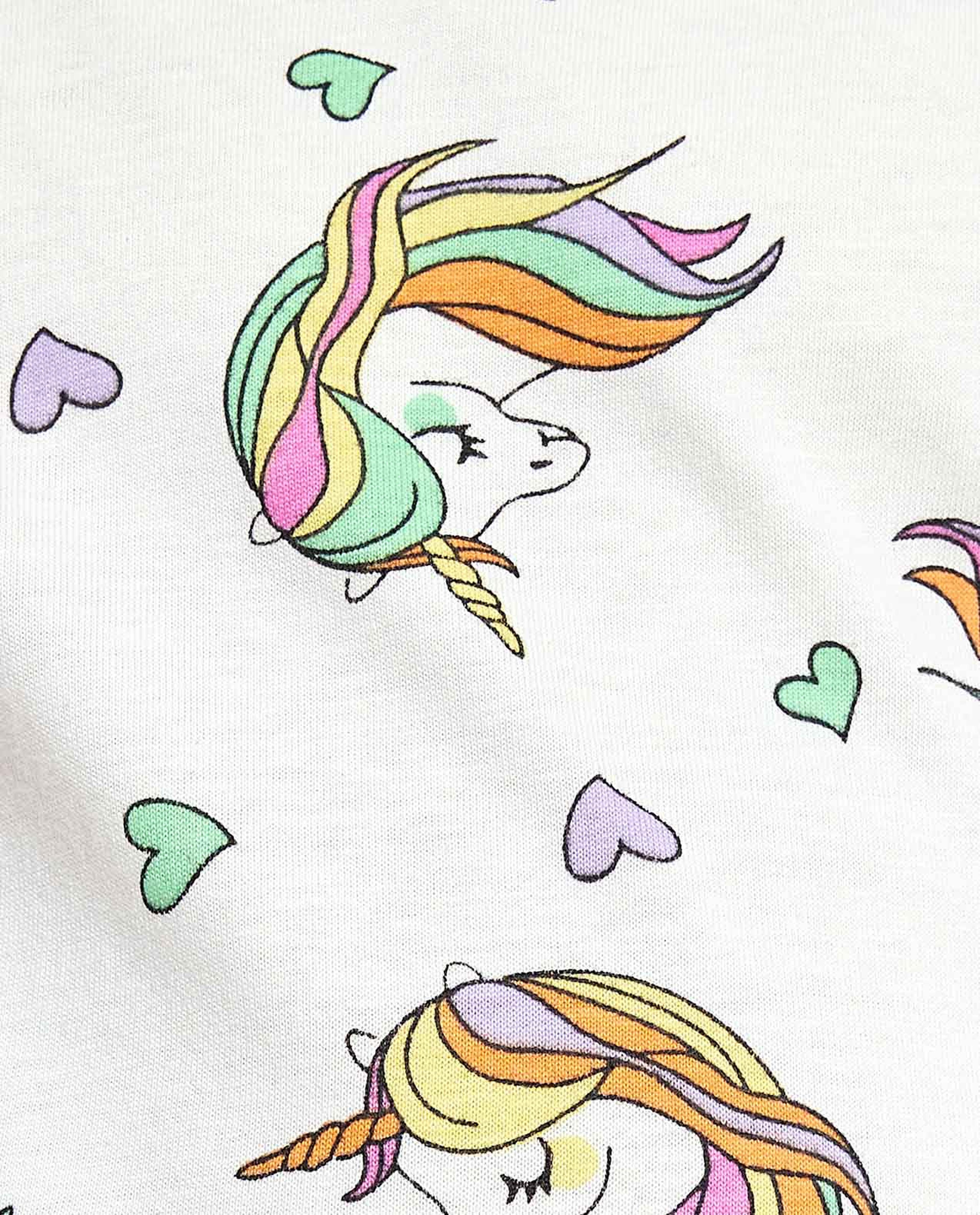 Unicorn Print Fit and Flare Dress with Flutter Sleeves