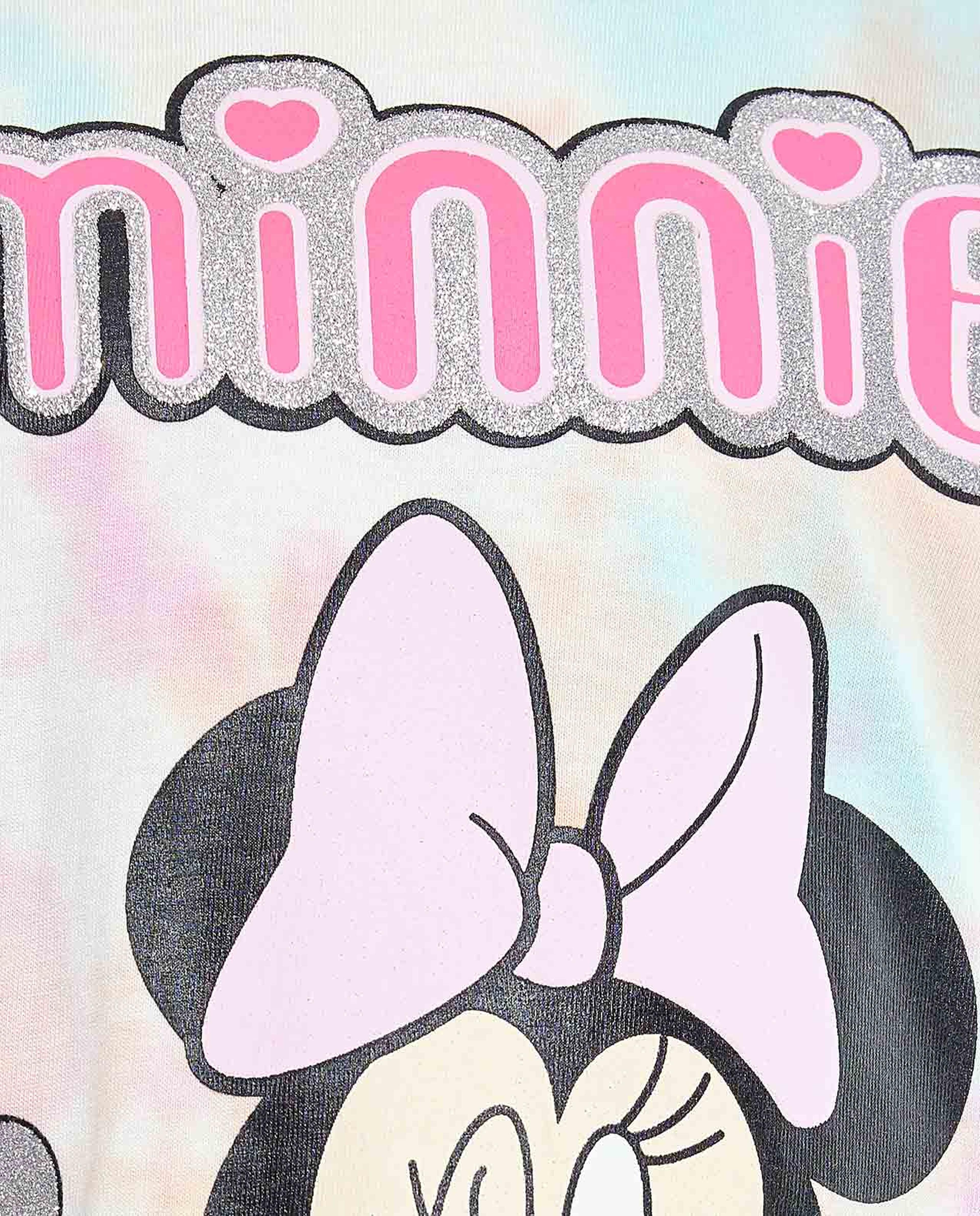 Minnie Mouse Print T-Shirt with Crew Neck and Short Sleeves