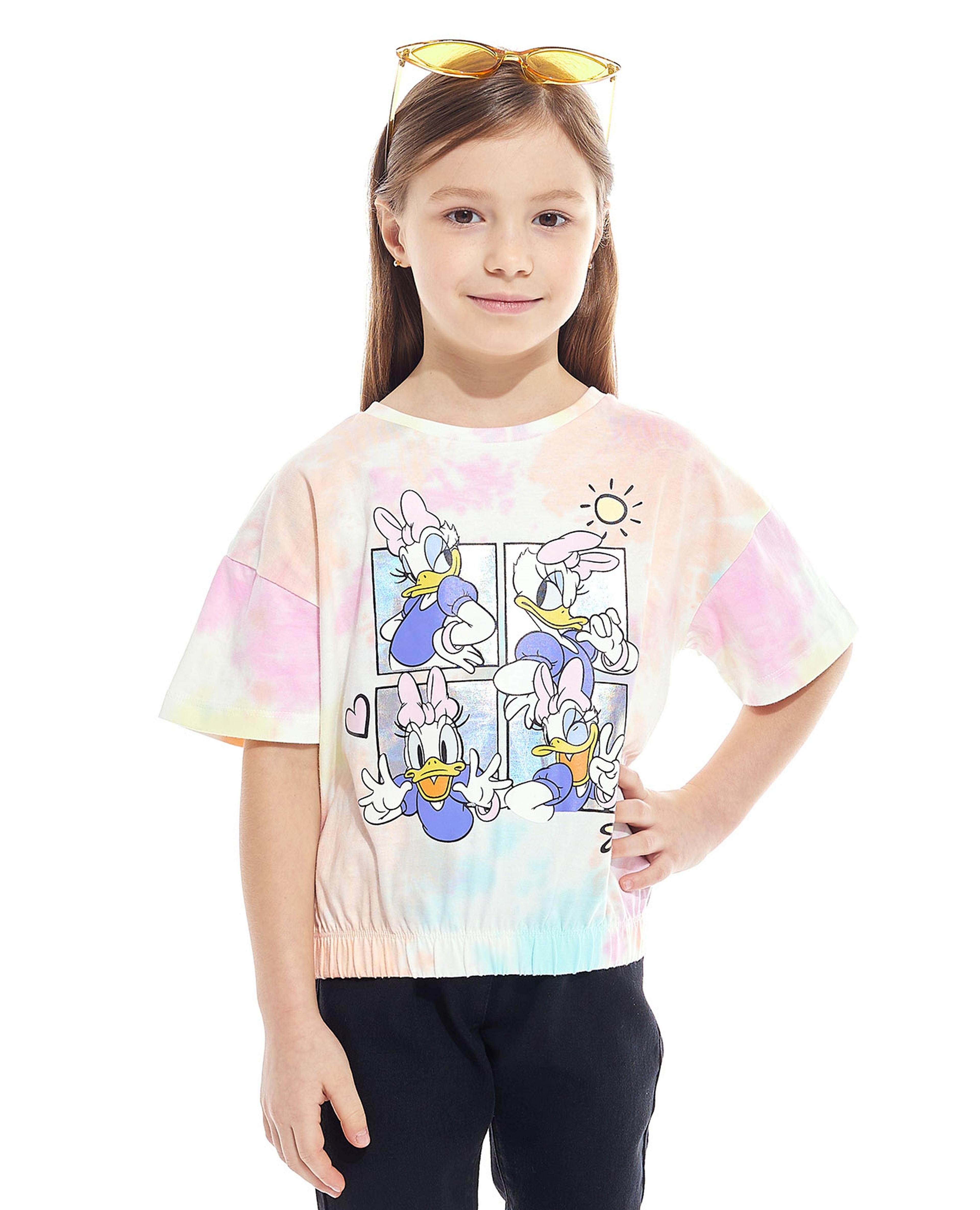Daisy duck Print T-Shirt with Crew Neck and Short Sleeves