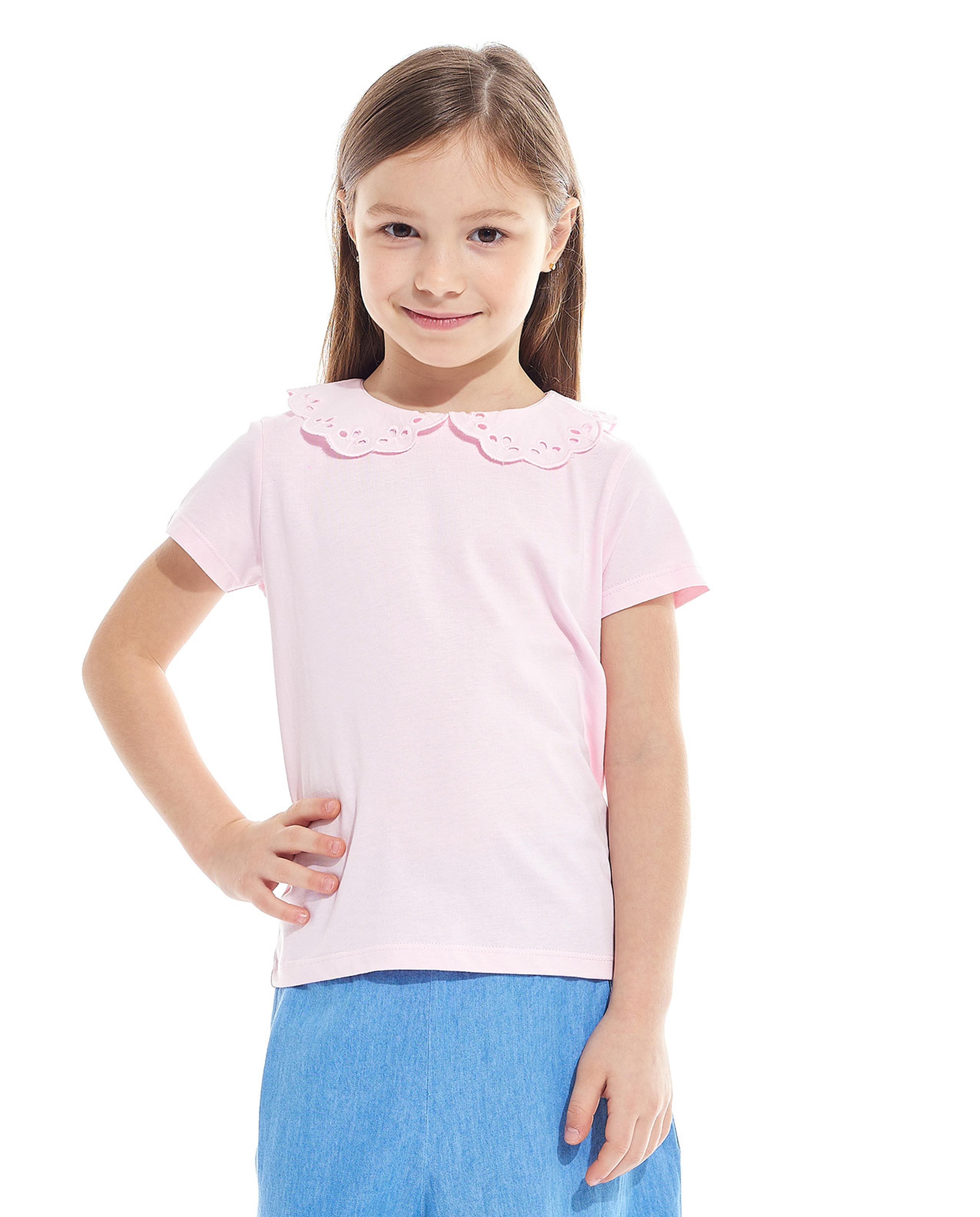 Solid Top with Baby Collar and Short Sleeves