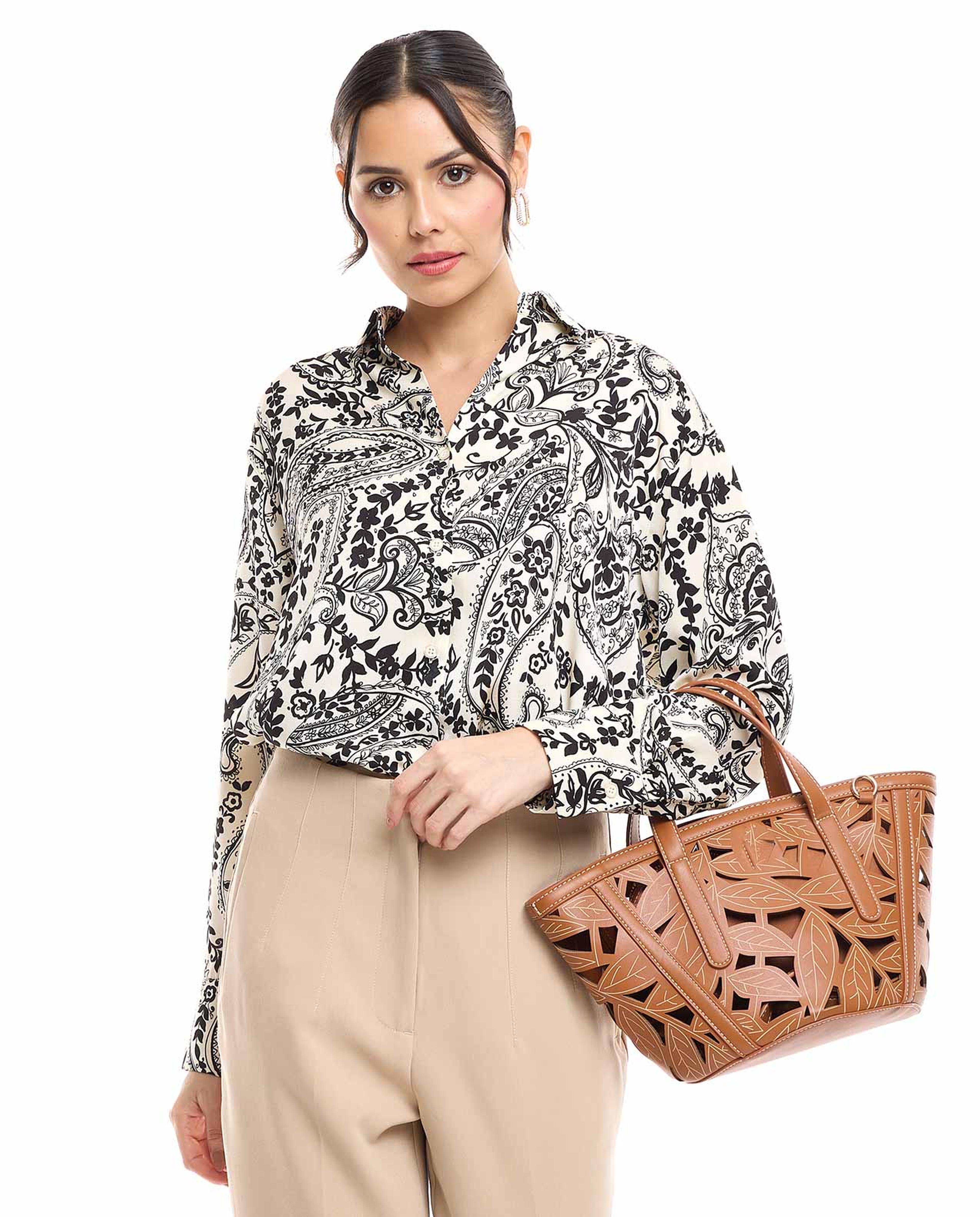 Paisley Printed Shirt with Classic Collar and Long Sleeves
