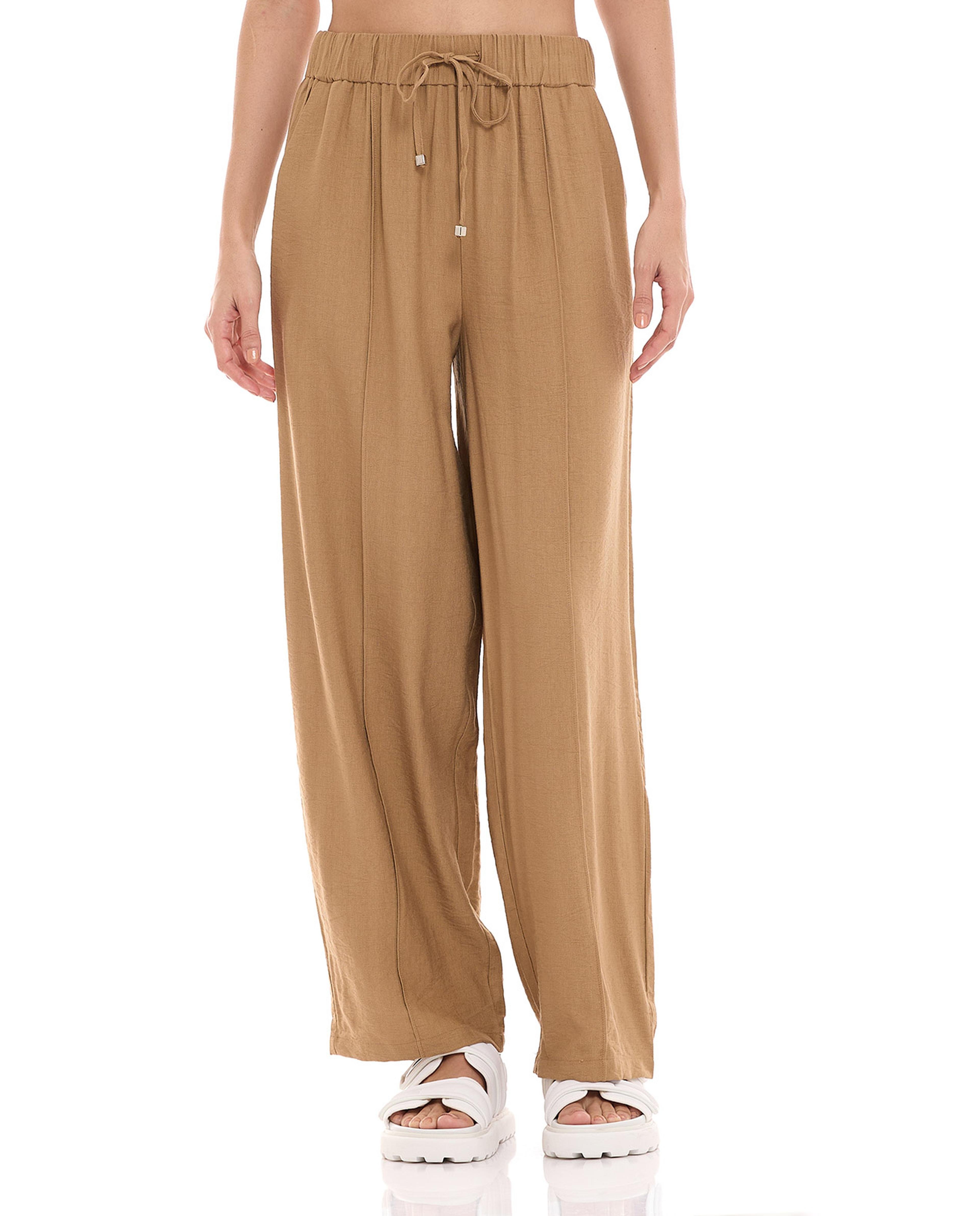 Solid Trousers with Drawstring Waist