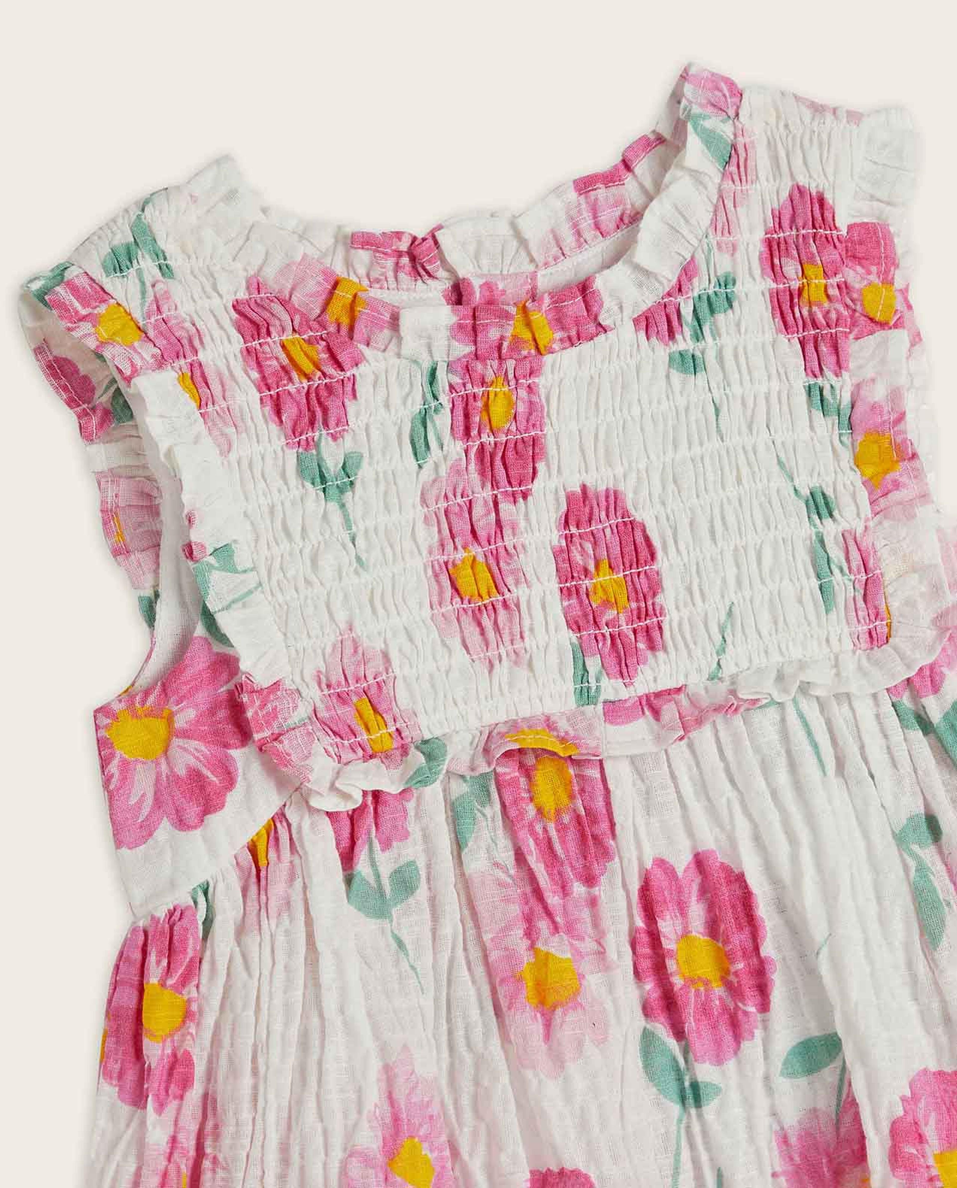 Floral Smocked Sleeveless Dress with Bloomers
