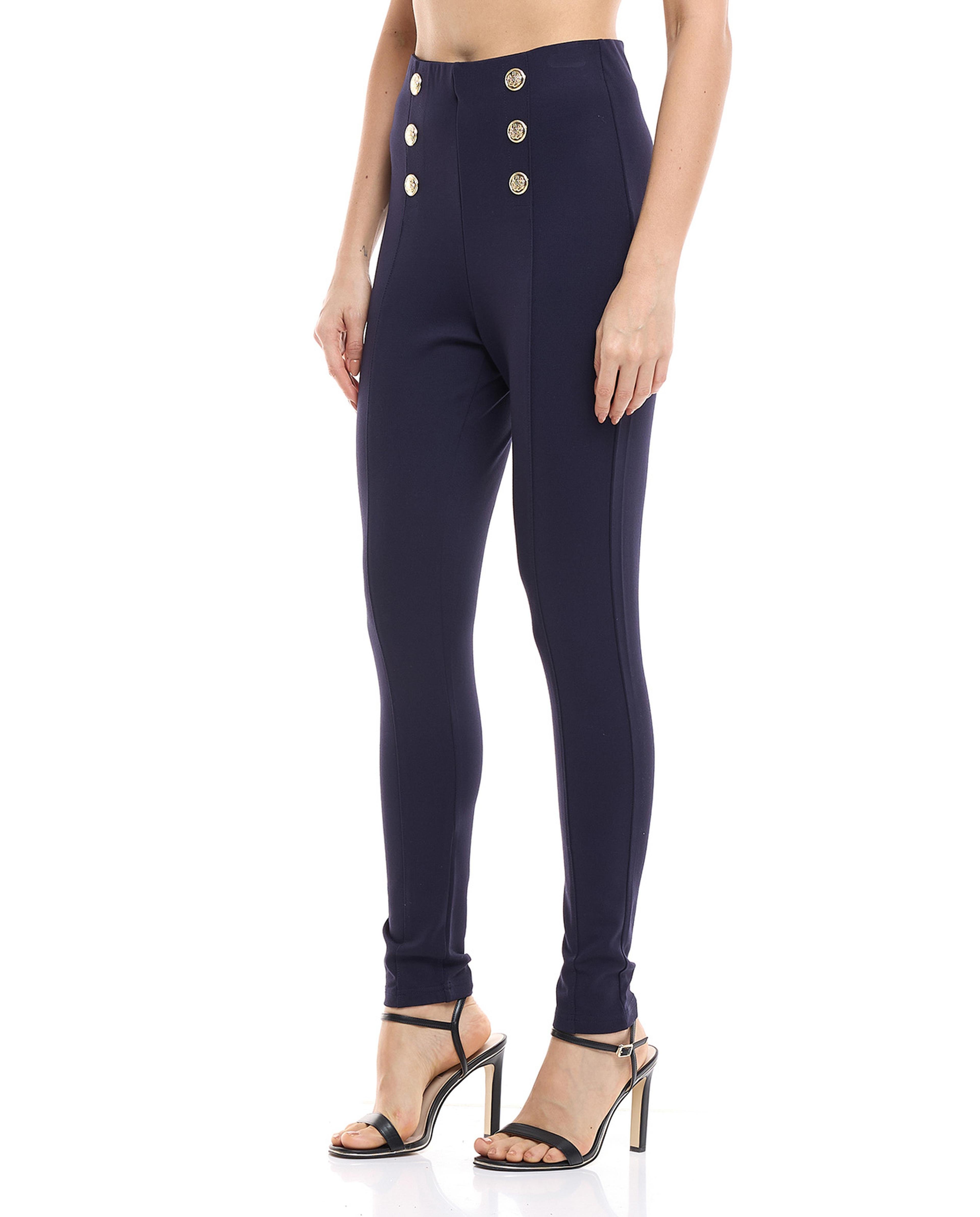 Button Detail Skinny Fit Treggings