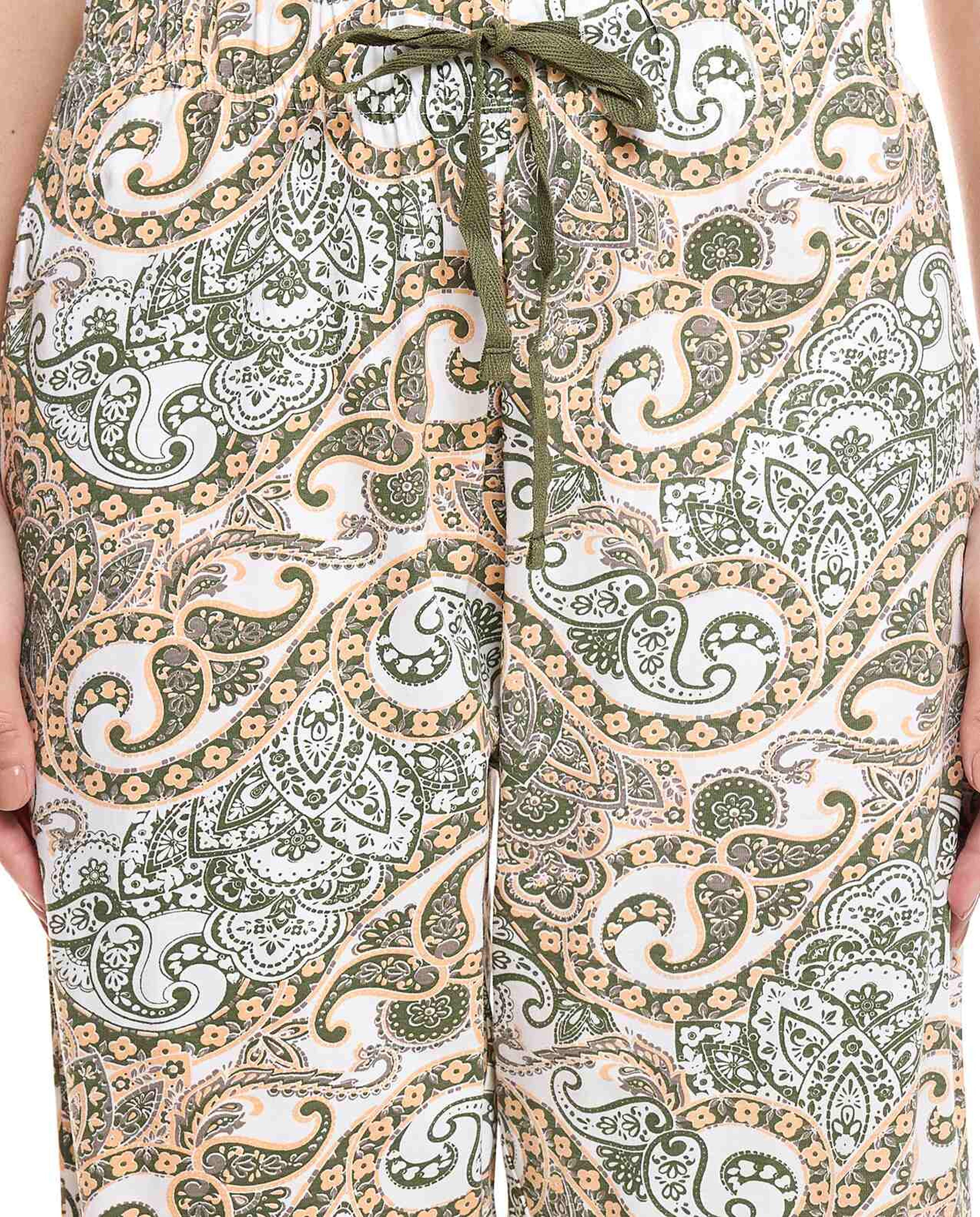 Paisley Printed Short Sleeves Pajama Set