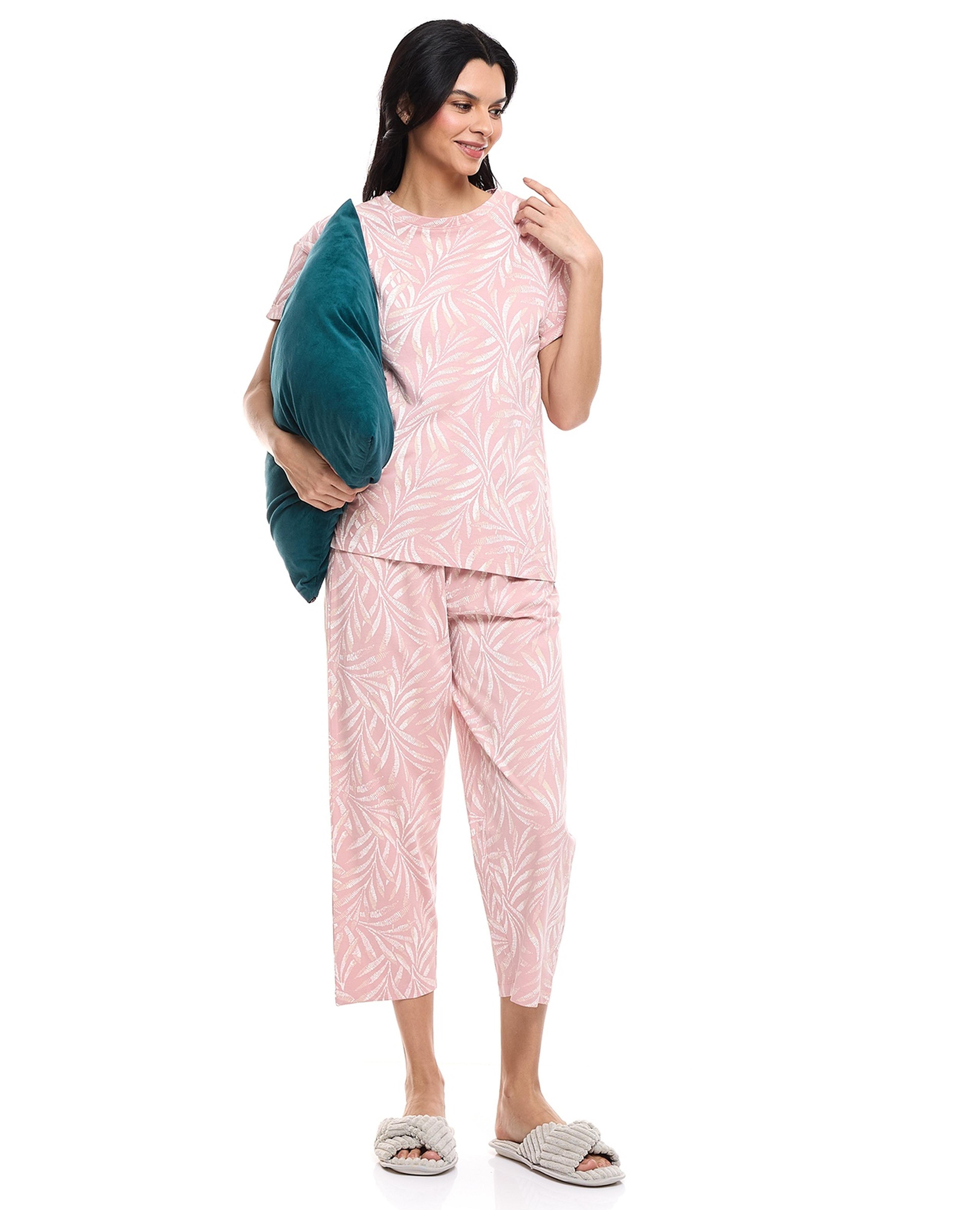 Printed Short Sleeves Pajama Set