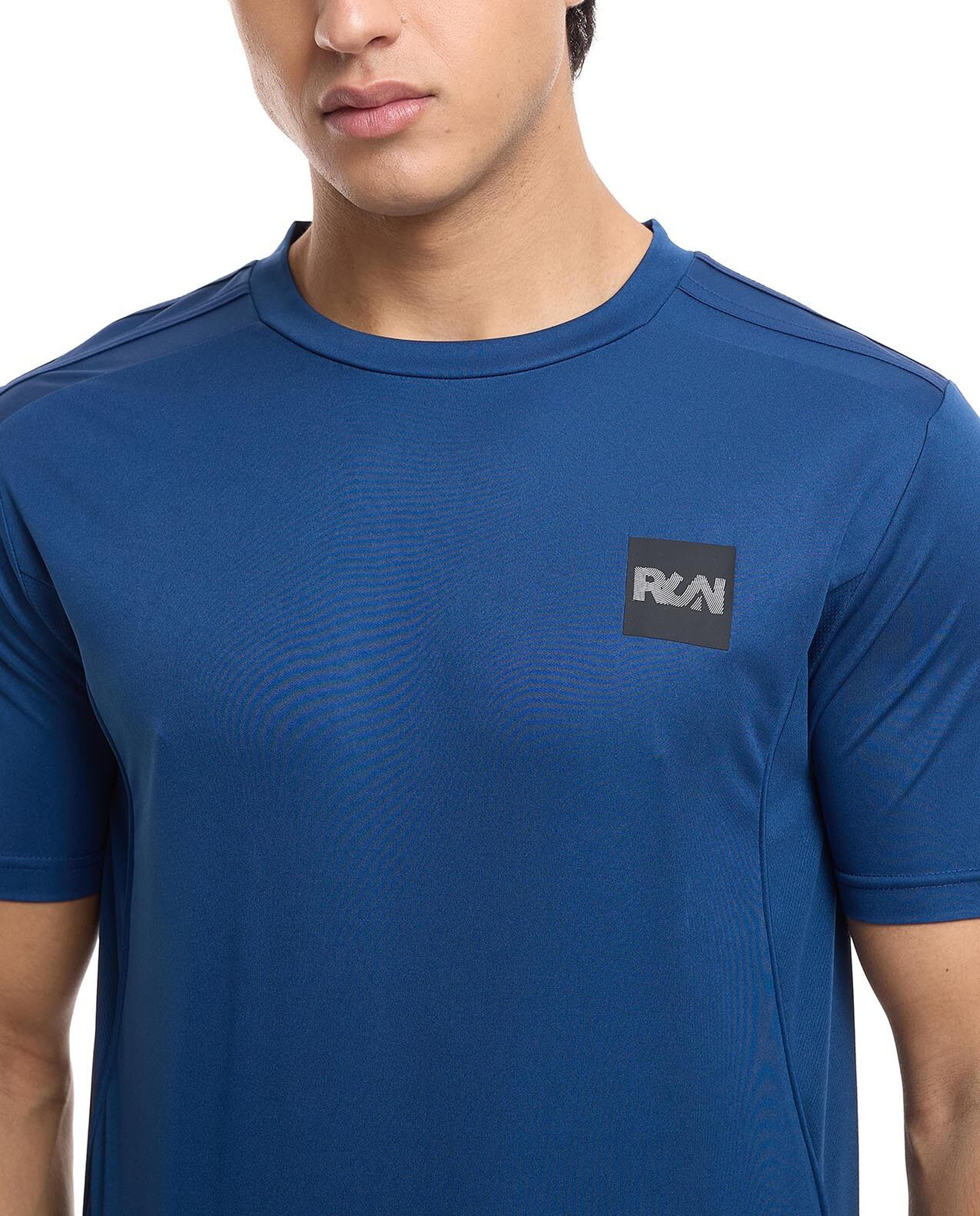 Logo Printed Active T-Shirt with Crew Neck and Short Sleeves