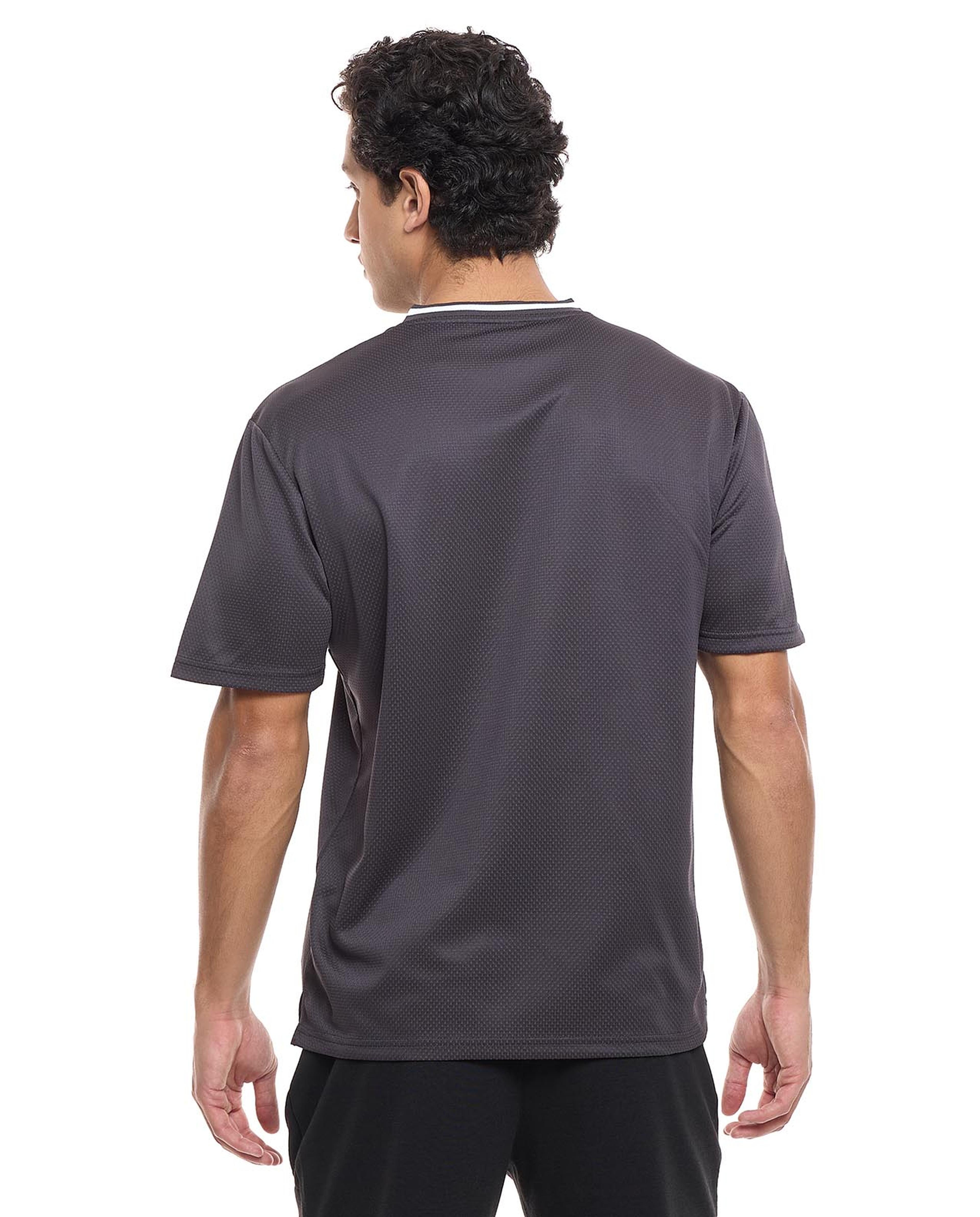 Printed Active T-Shirt with V-Neck and Short Sleeves