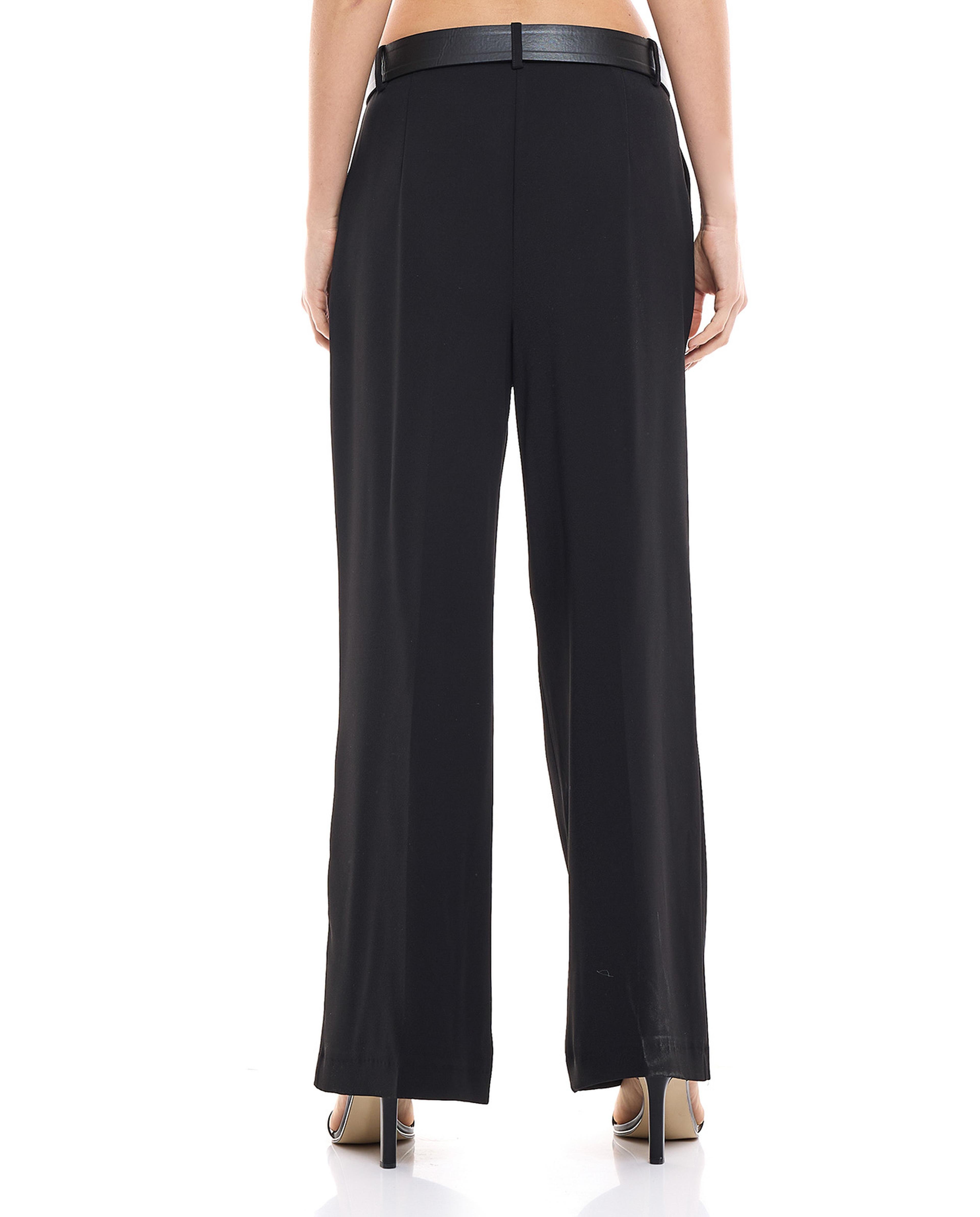 Pearl Embellished Belted Wide Leg Trousers