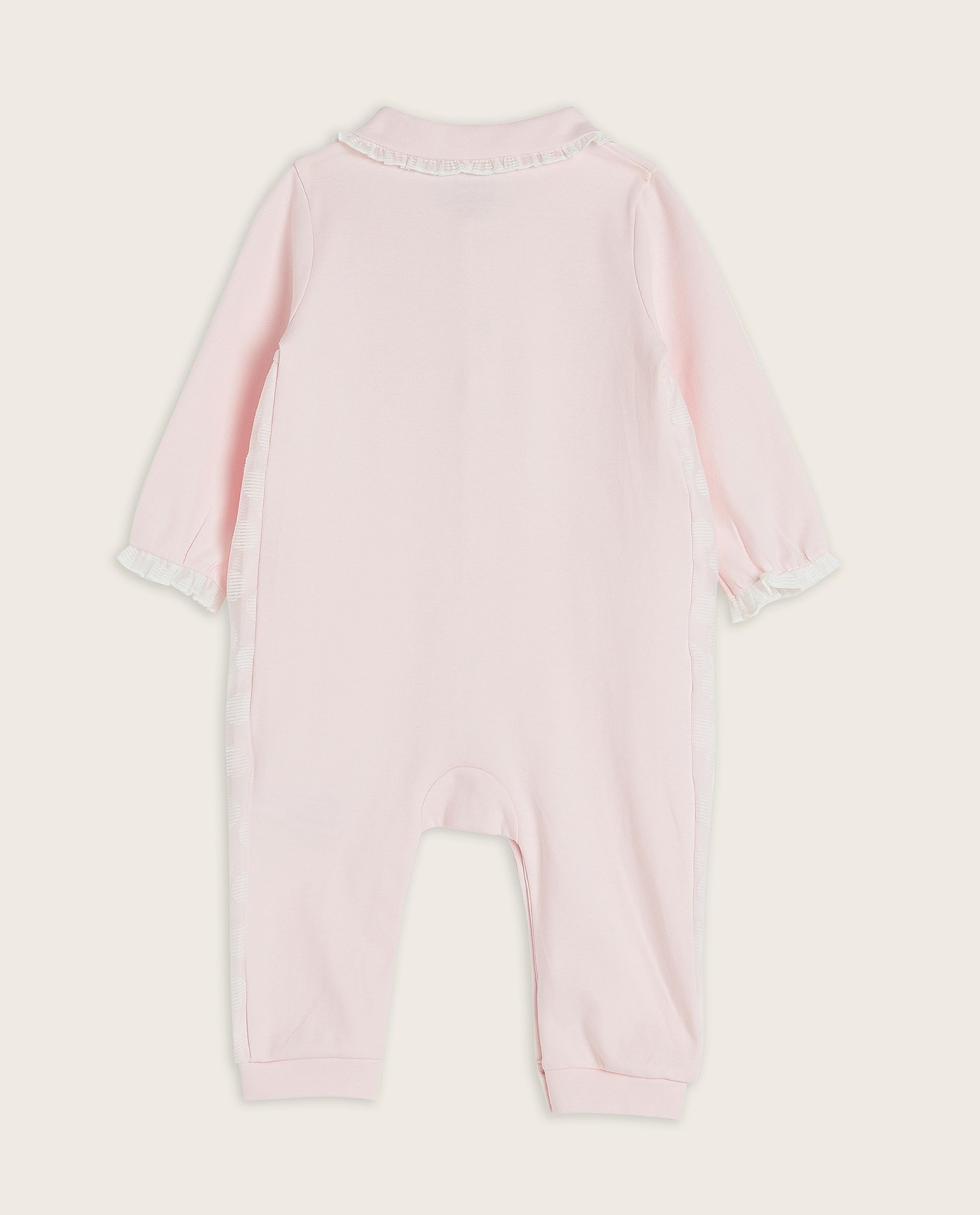 Patterned Sleepsuit with Baby Collar and Long Sleeves