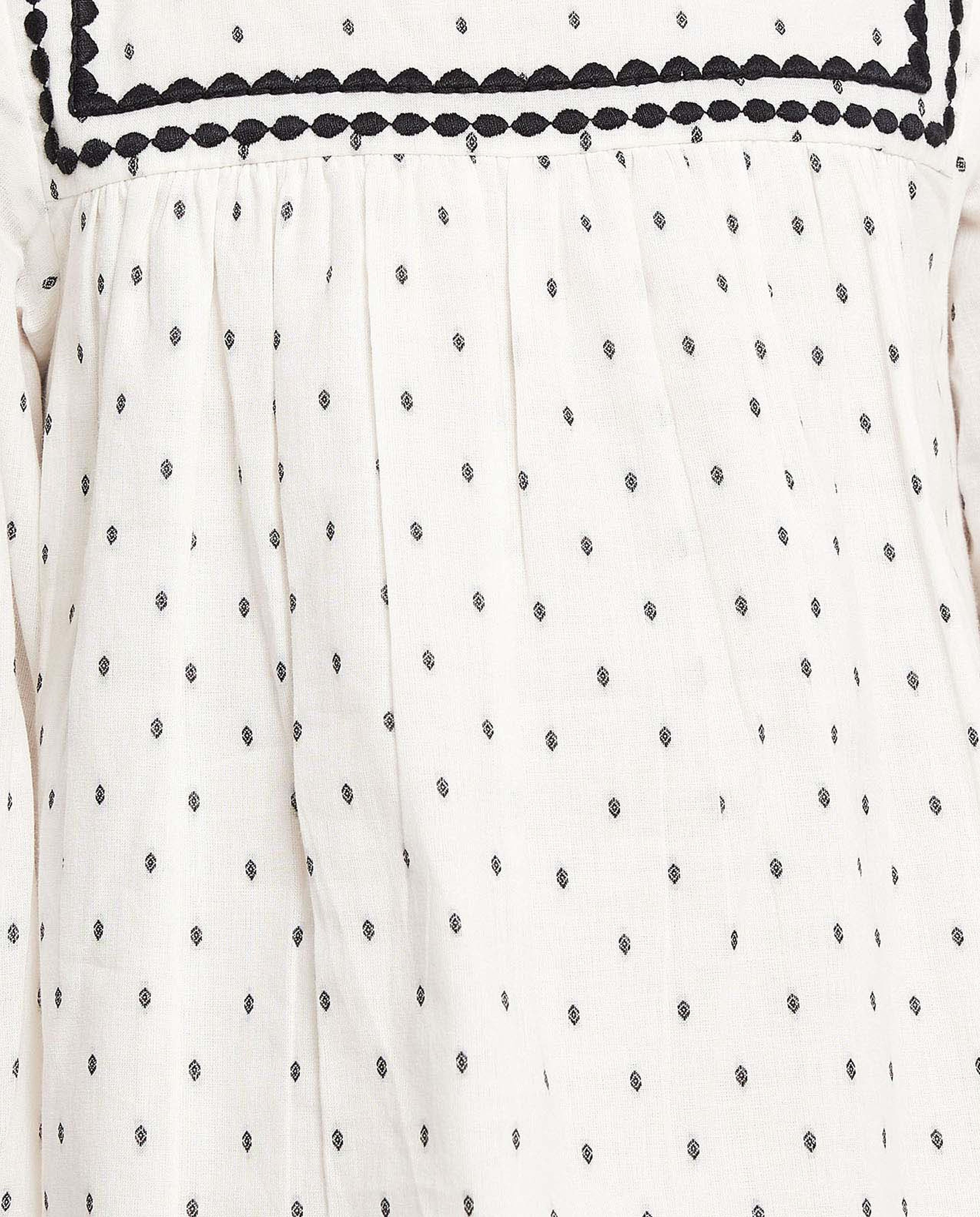 Polka Dots Top with Crew Neck and Long Sleeves