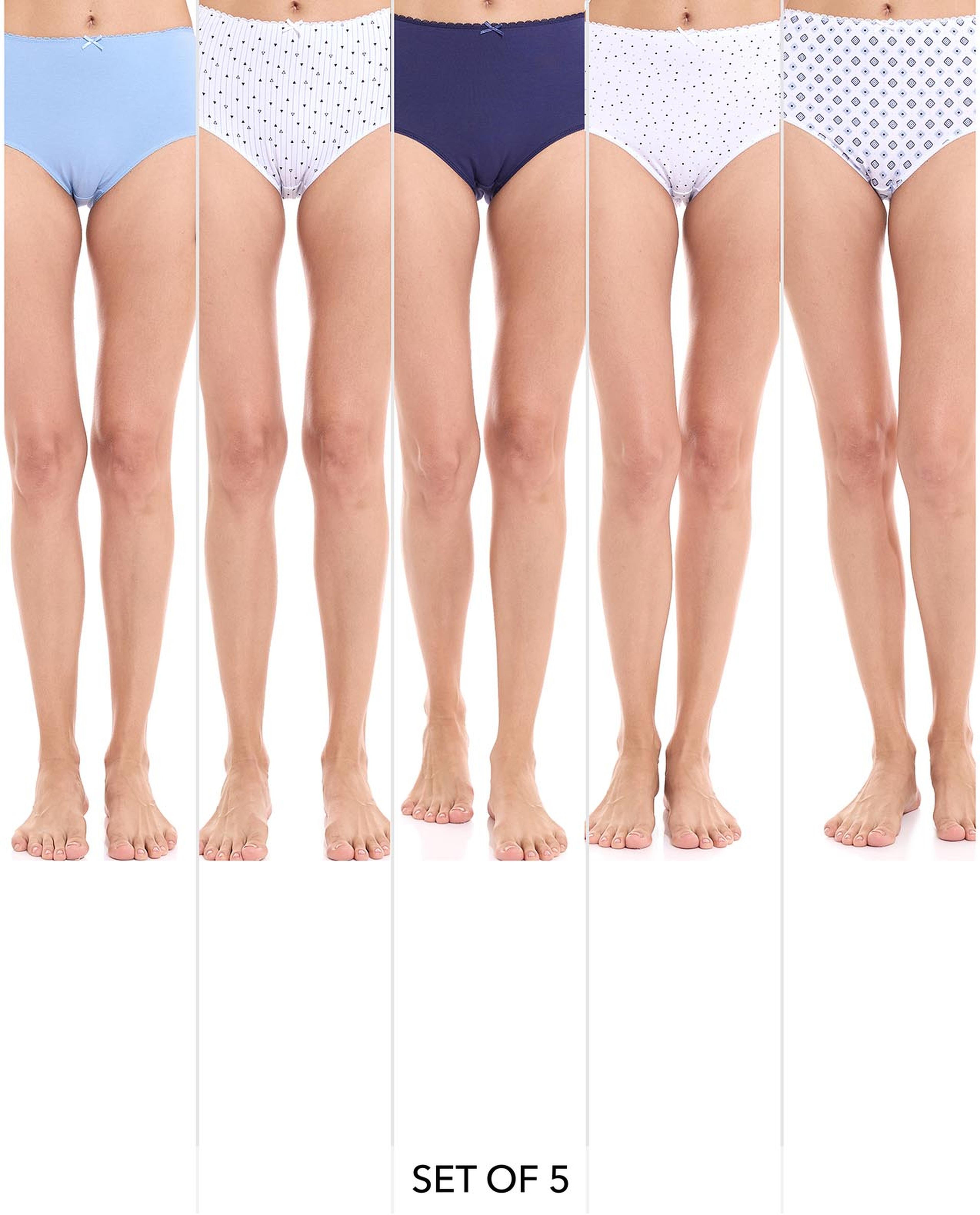 Pack of 5 Solid and Printed Hipster Briefs