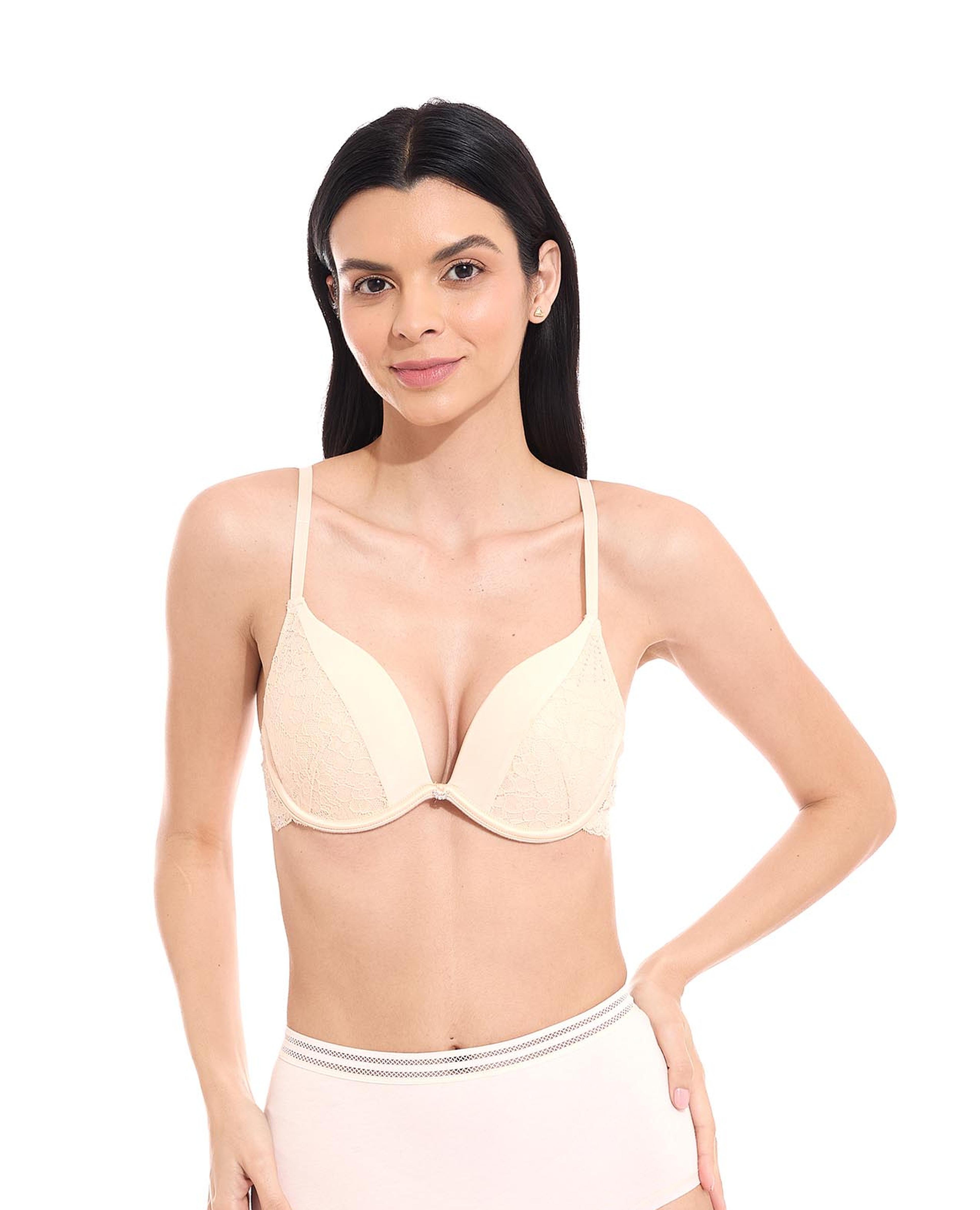 Women's Comfy Solid Colour Lace 3/4 Cup Bra and Panty Set Beige price in  UAE, Noon UAE