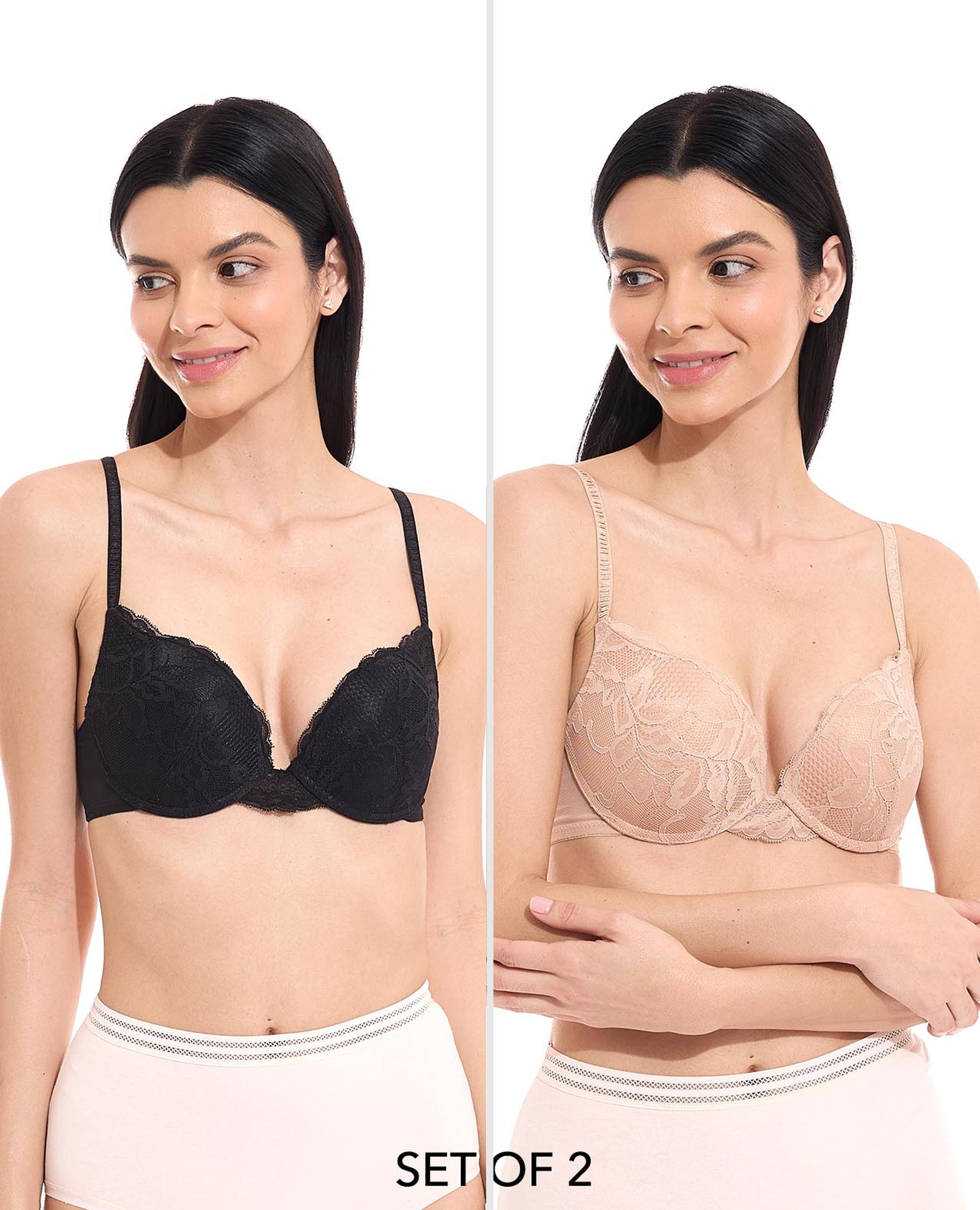 TUFYHUJxz bras for women， 3pack Floral Lace Underwire Bra (Size : 80C) :  Buy Online at Best Price in KSA - Souq is now : Fashion