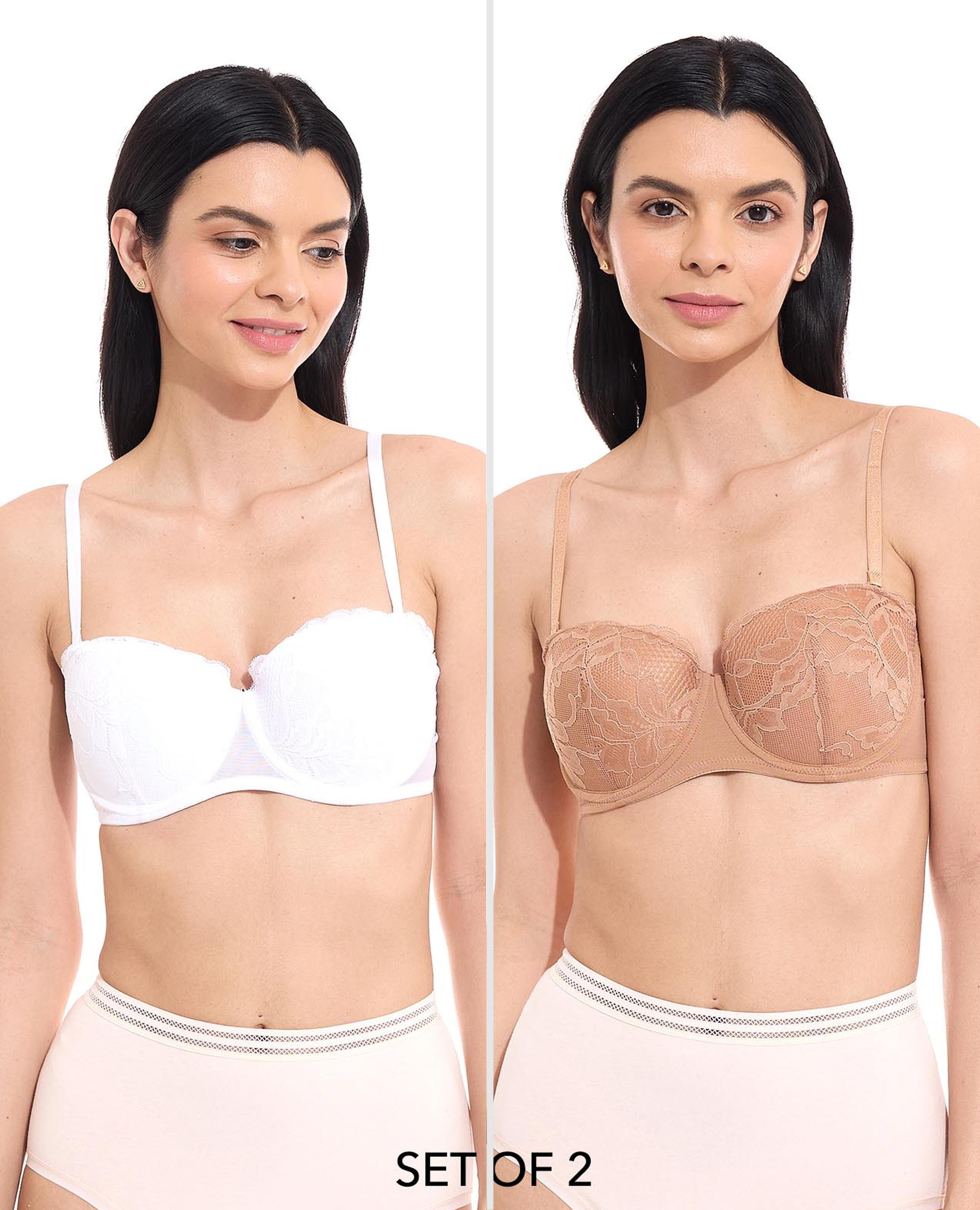 Pack of 2 Lace Bras with Detachable Straps