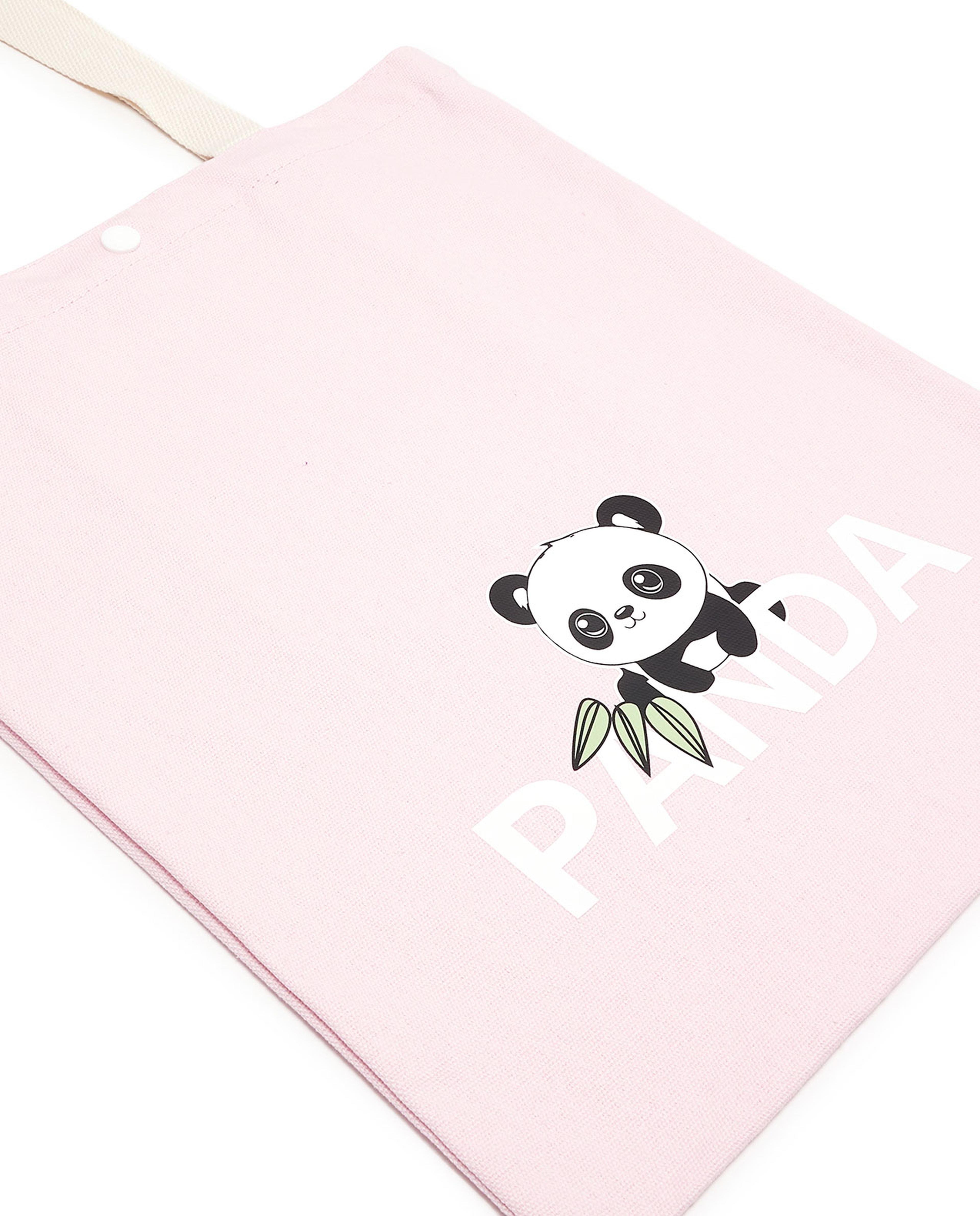 Panda Printed Canvas Shoulder Bag