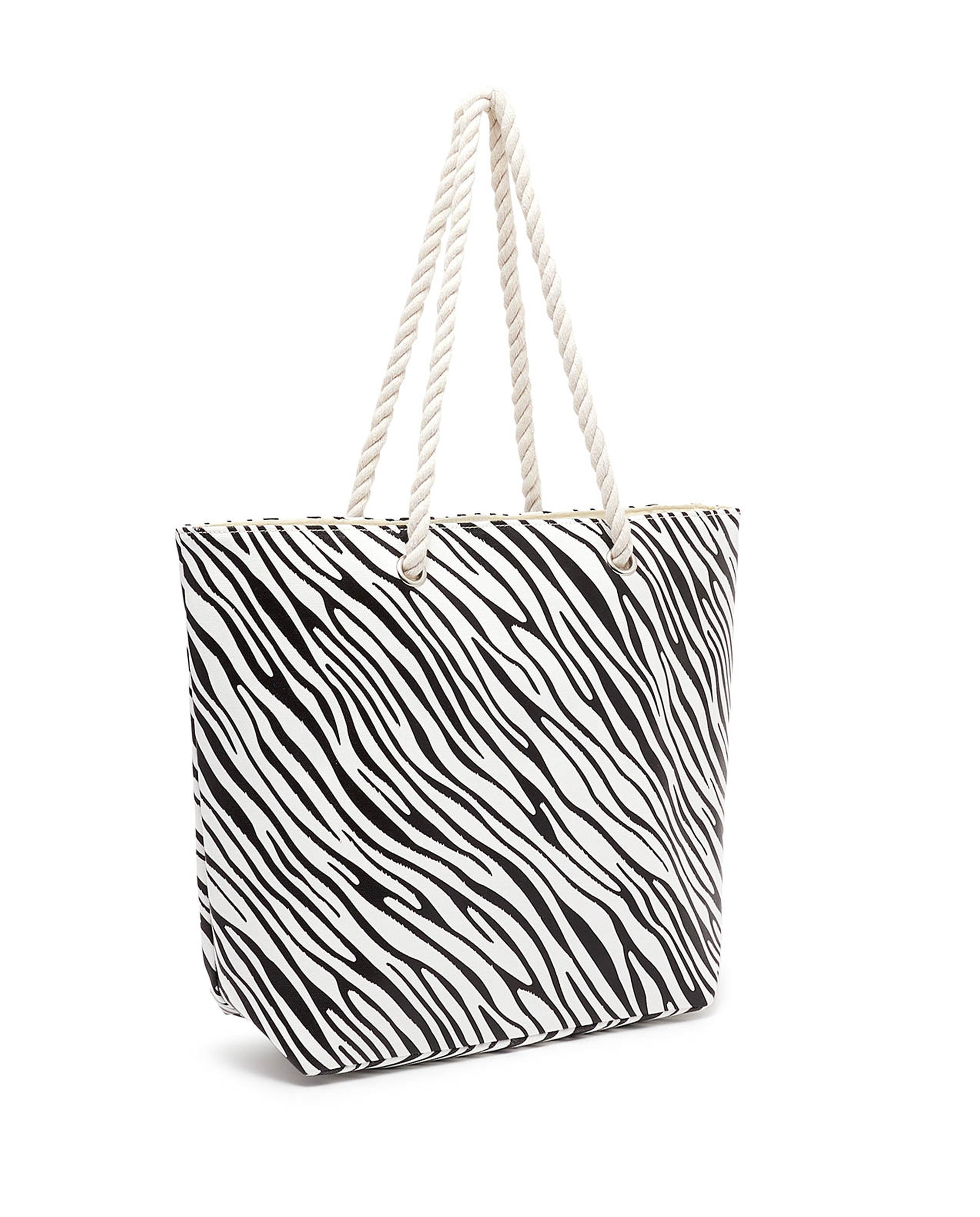 Zebra Printed Canvas Tote Beach Bag