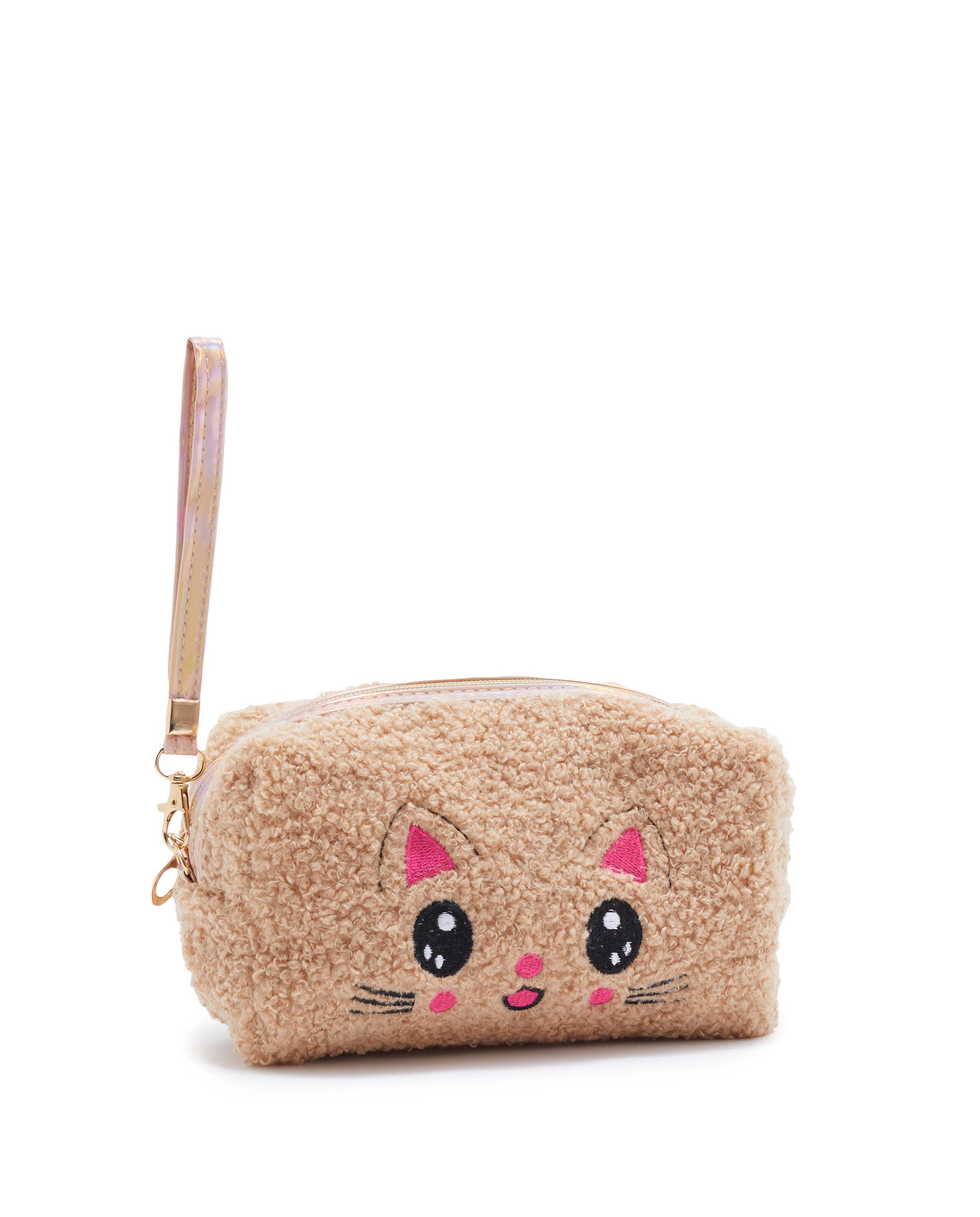 Cat Embroidered Cosmetic Pouch